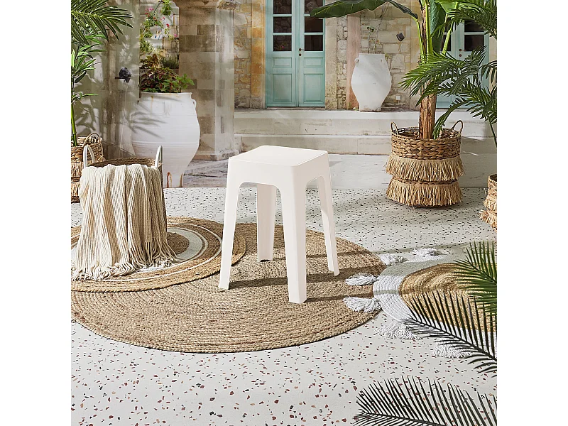 Tabouret Empilable Spectra Creme Blanc