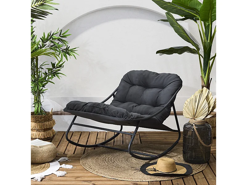 Fauteuil A Bascule Tenerife Anthracite Gris
