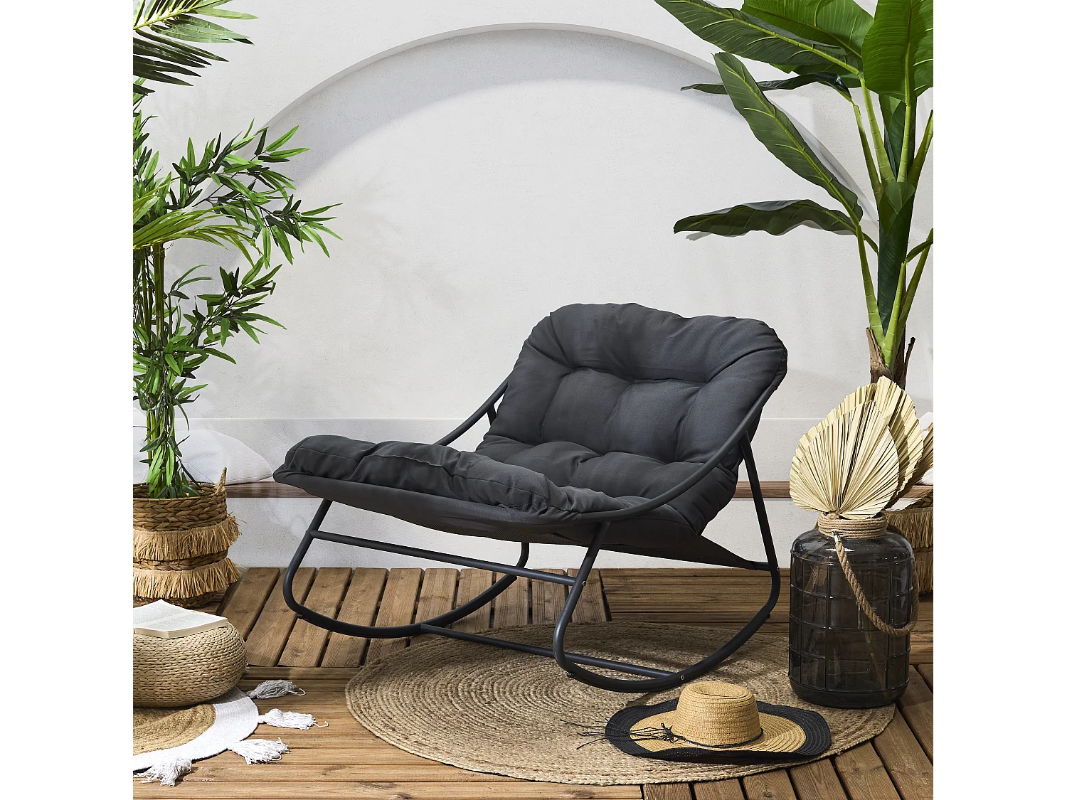 Fauteuil A Bascule Tenerife Anthracite Gris