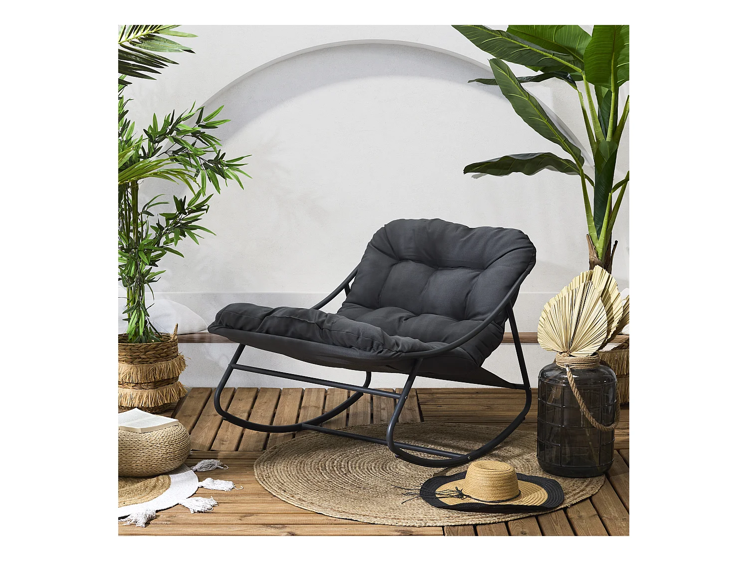 Fauteuil A Bascule Tenerife Anthracite Gris