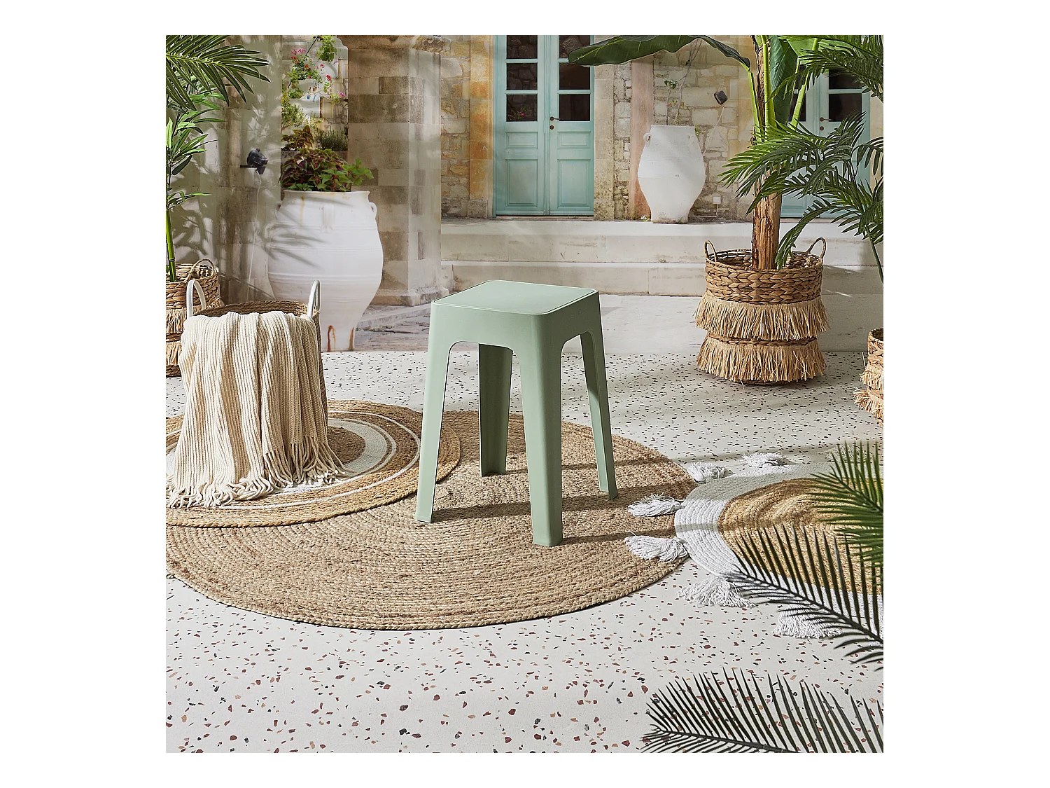 Tabouret Empilable Spectra Vert Bleu