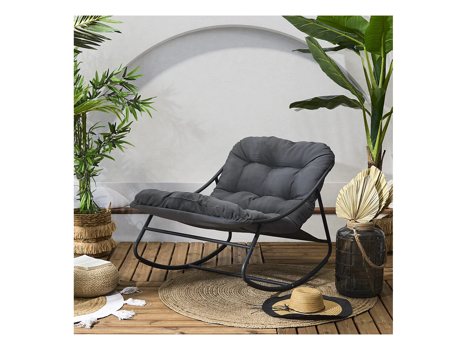 Fauteuil A Bascule Tenerife Beige Blanc, Beige