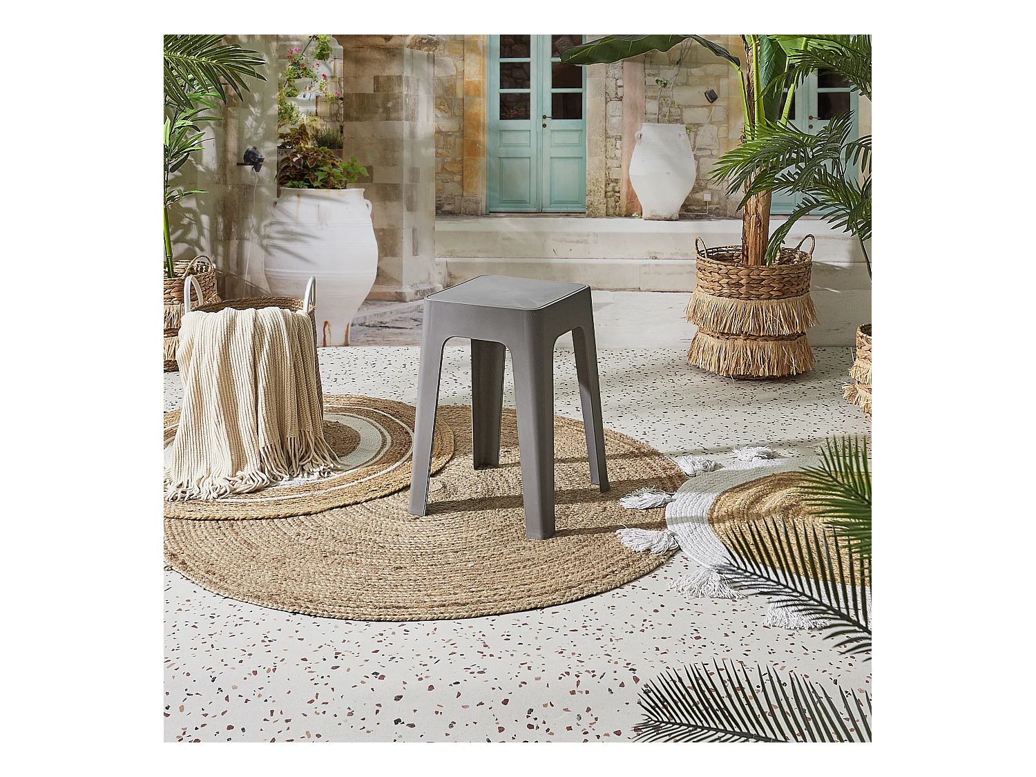 Tabouret Empilable Spectra Gris Gris