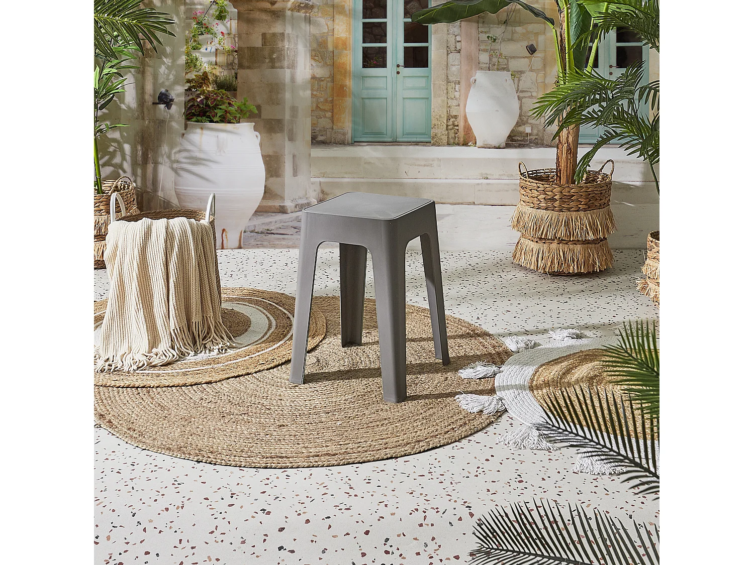 Tabouret Empilable Spectra Gris Gris