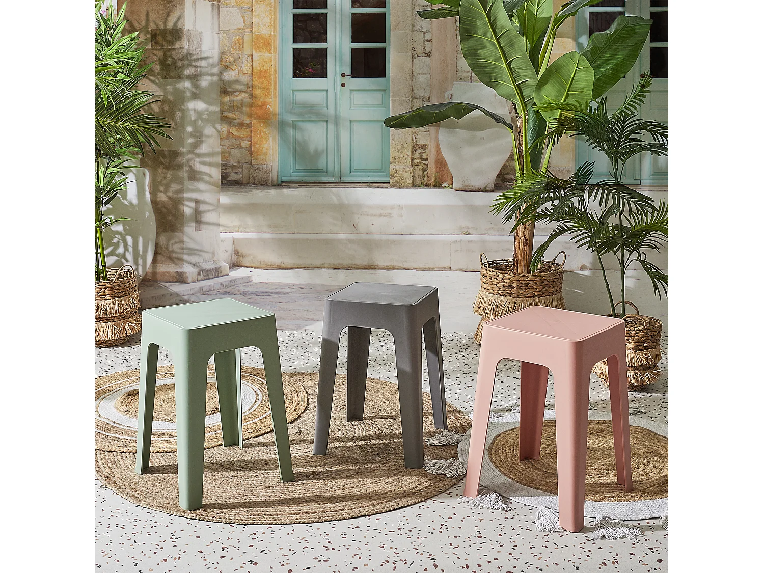 Tabouret Empilable Spectra Gris Gris