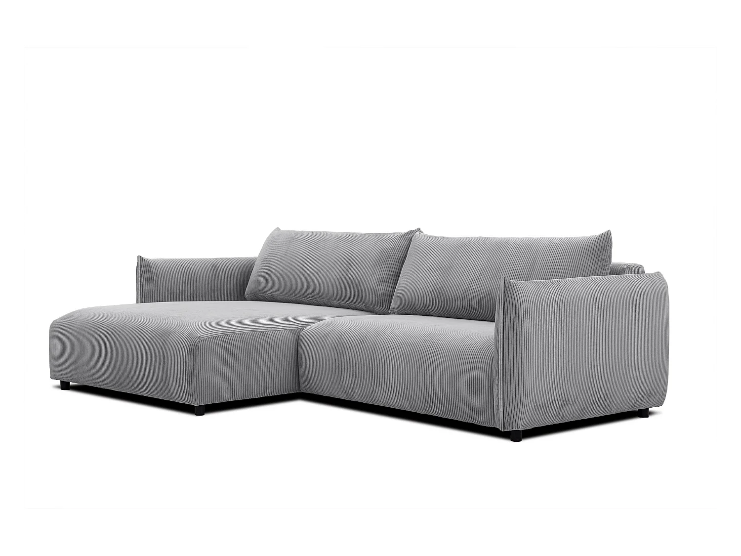 Canapé d'angle gauche 4 places tissu gris clair - TAUER