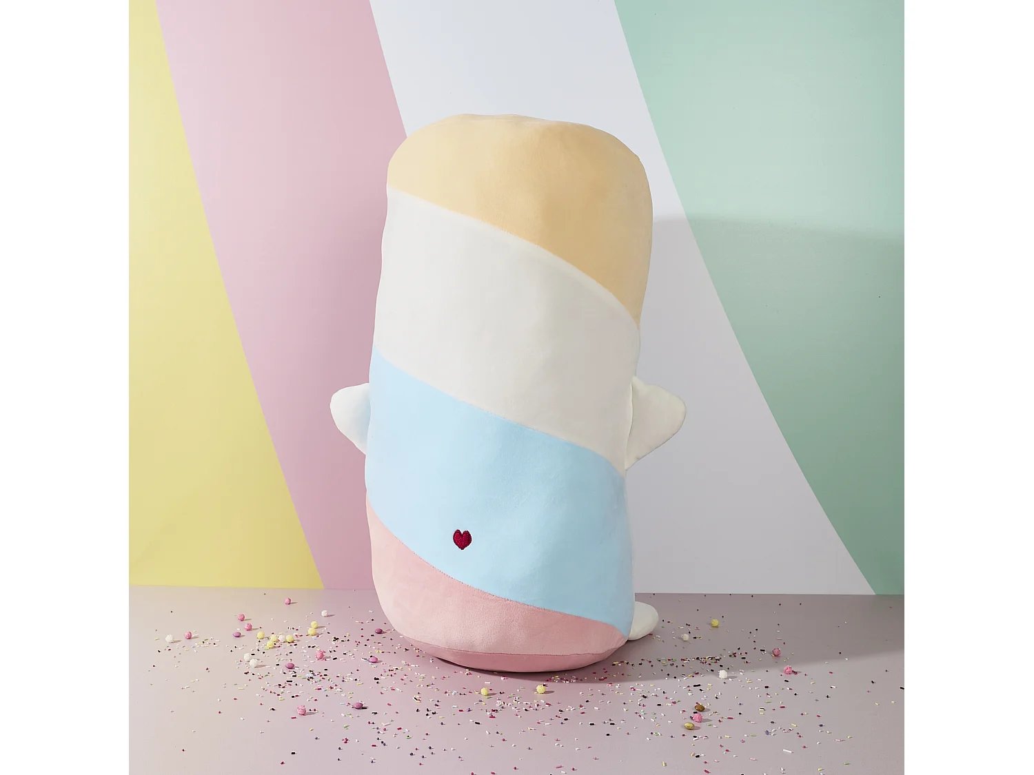 Peluche Chamallow 60cm Vert, Jaune, Blanc, Rose