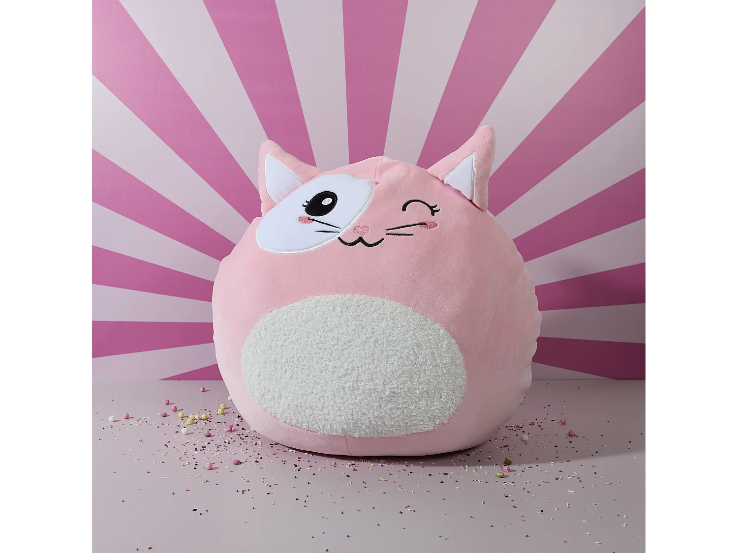 Peluche Chat 40cm Rose