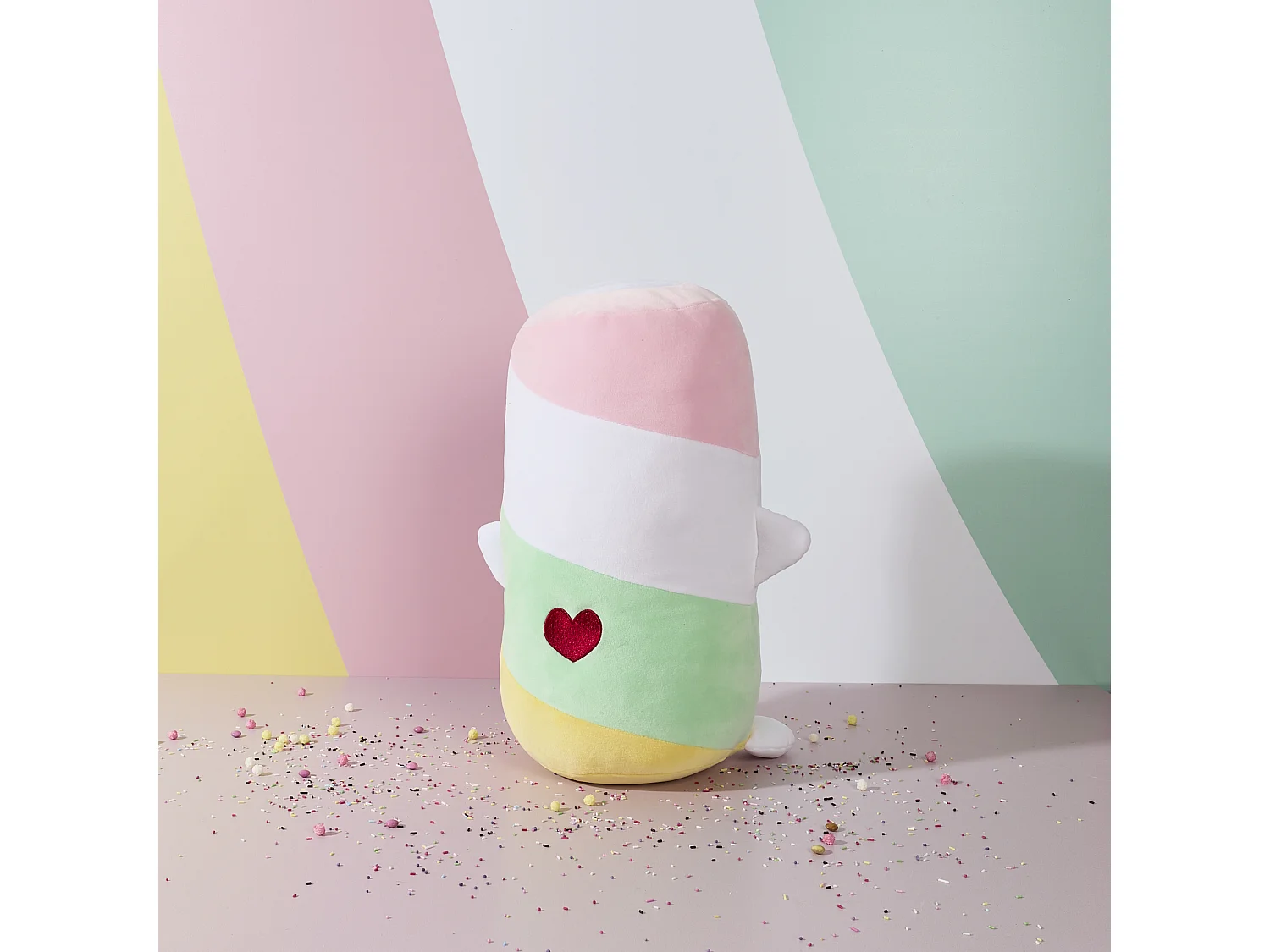 Peluche Chamallow 40cm Vert, Rose, Blanc, Jaune