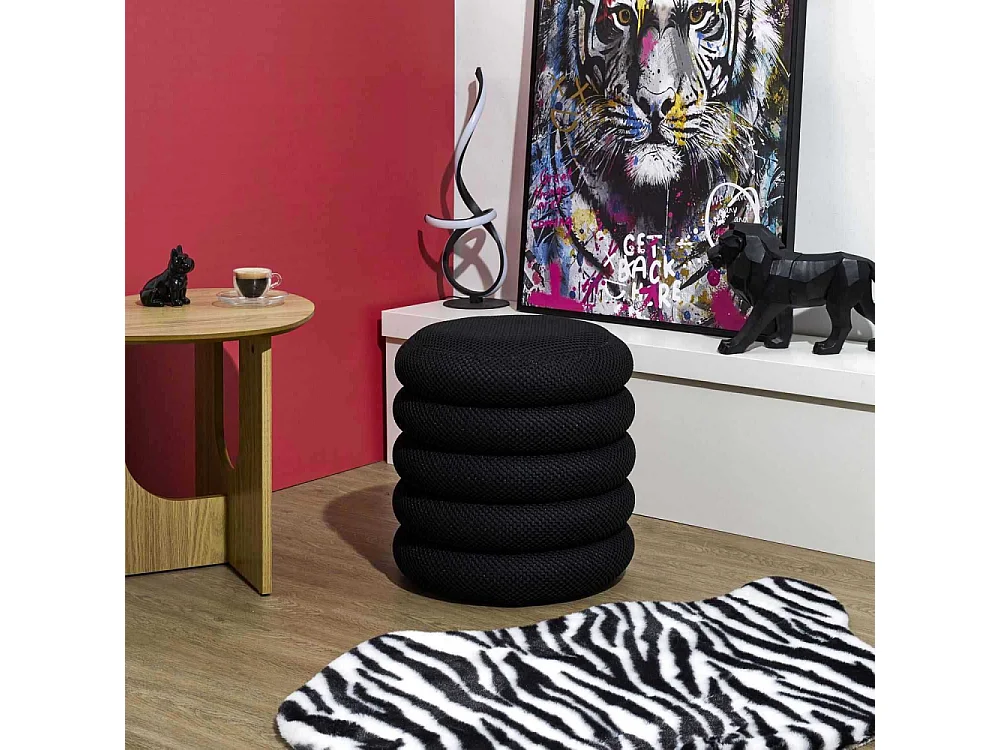 Pouf Rangement Atome Noir Noir