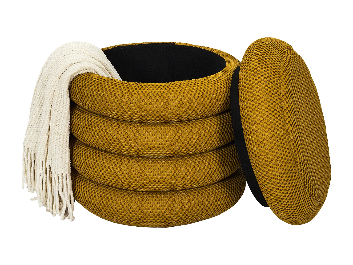 Pouf Rangement Atome Jaune Jaune