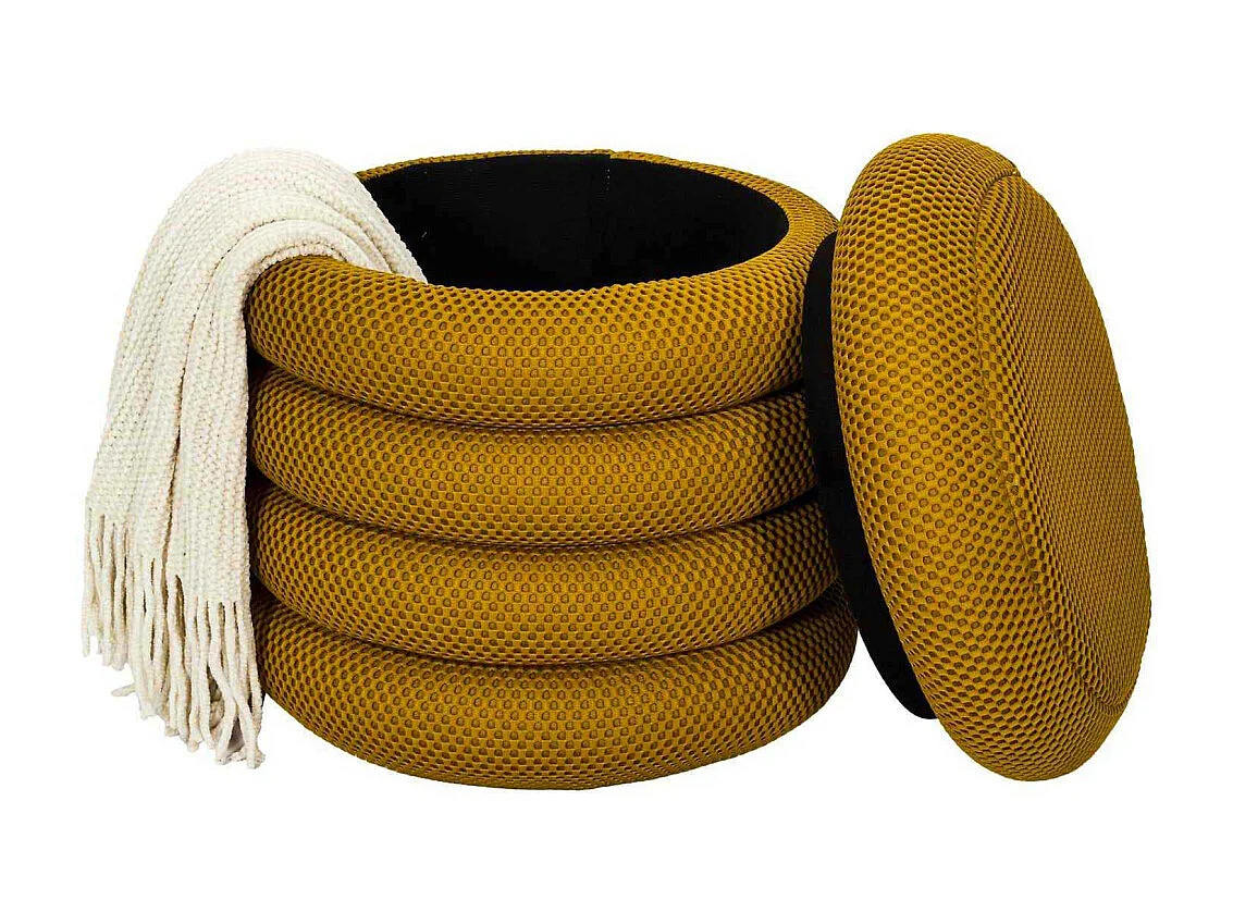 Pouf Rangement Atome Jaune Jaune
