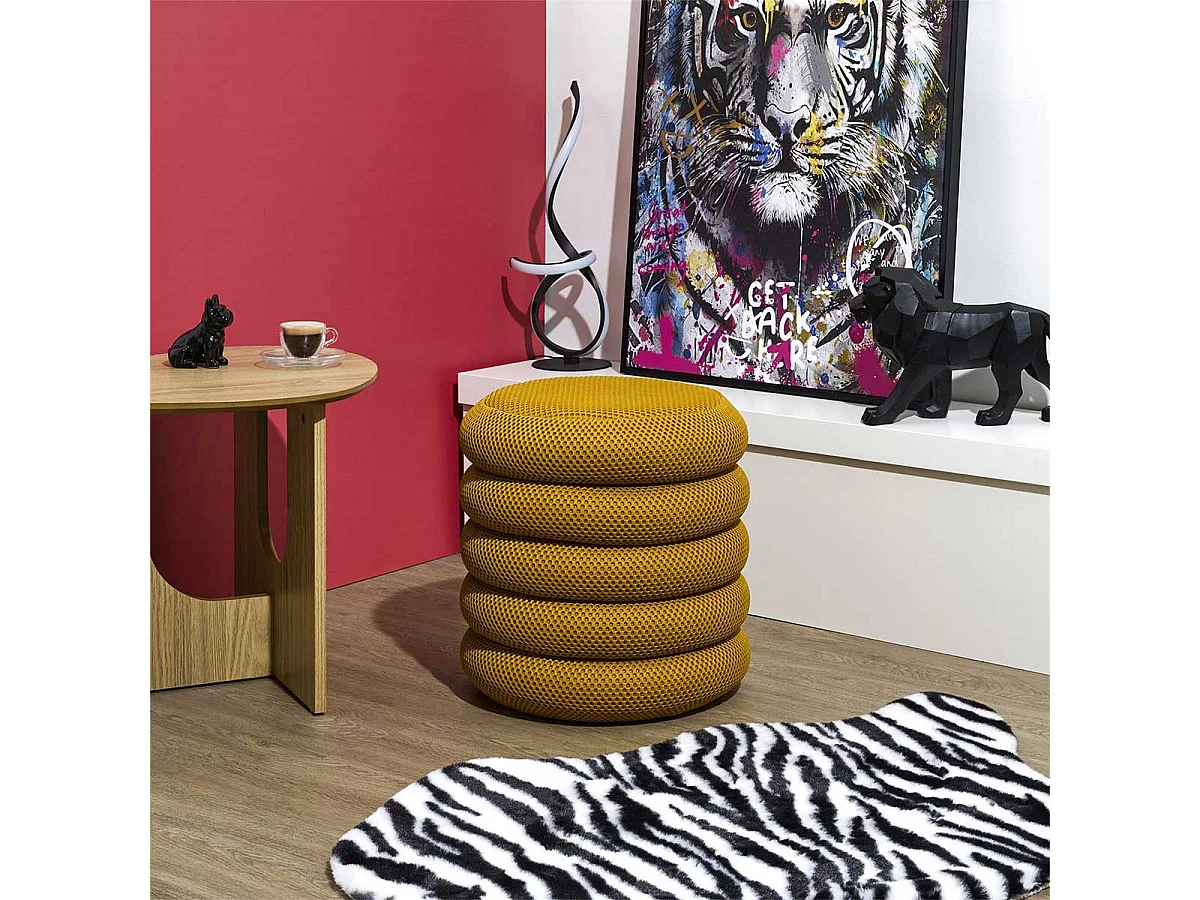 Pouf Rangement Atome Jaune Jaune