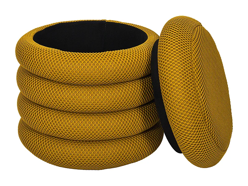Pouf Rangement Atome Jaune Jaune
