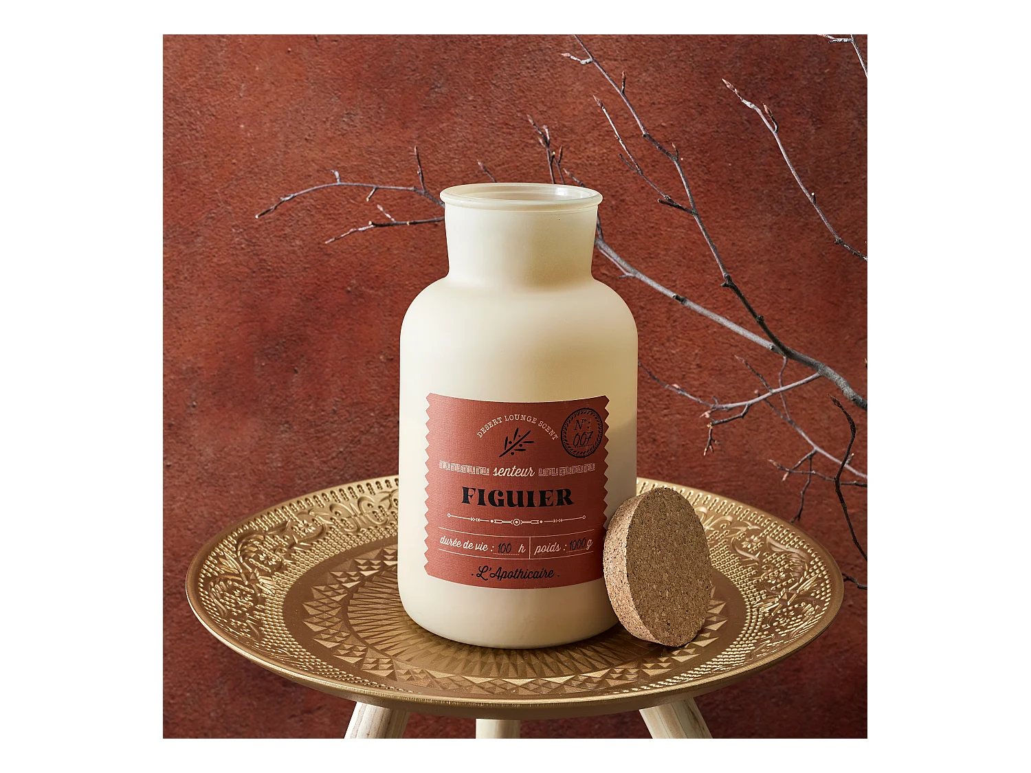 Bougie Parfumee Desert H27cm Beige, Orange