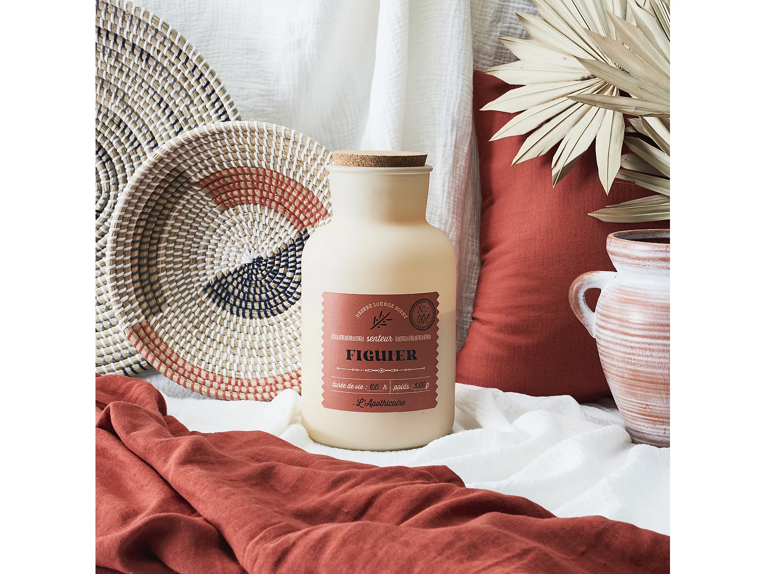 Bougie Parfumee Desert H27cm Beige, Orange