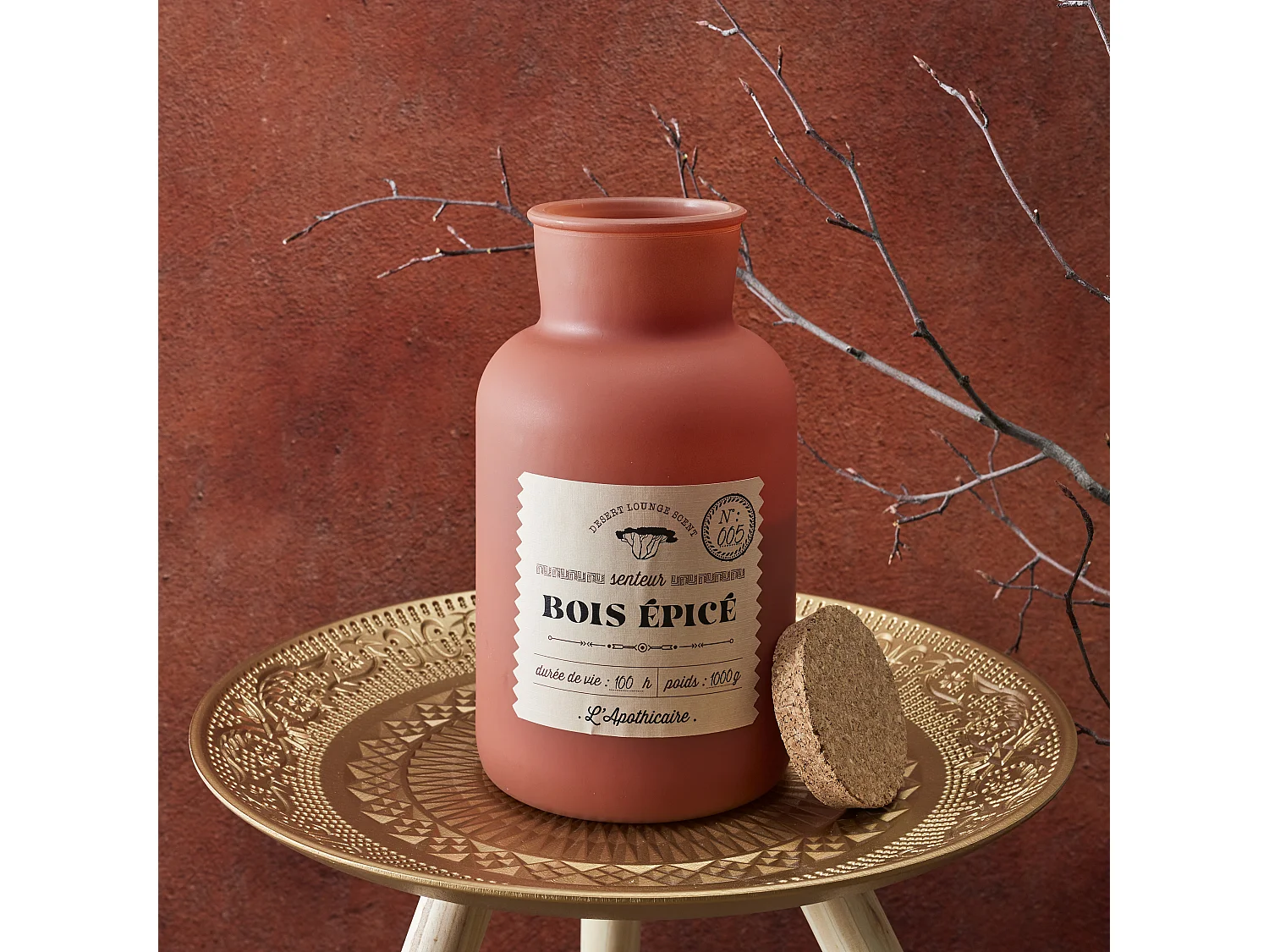 Bougie Parfumee Desert H27cm Beige, Orange