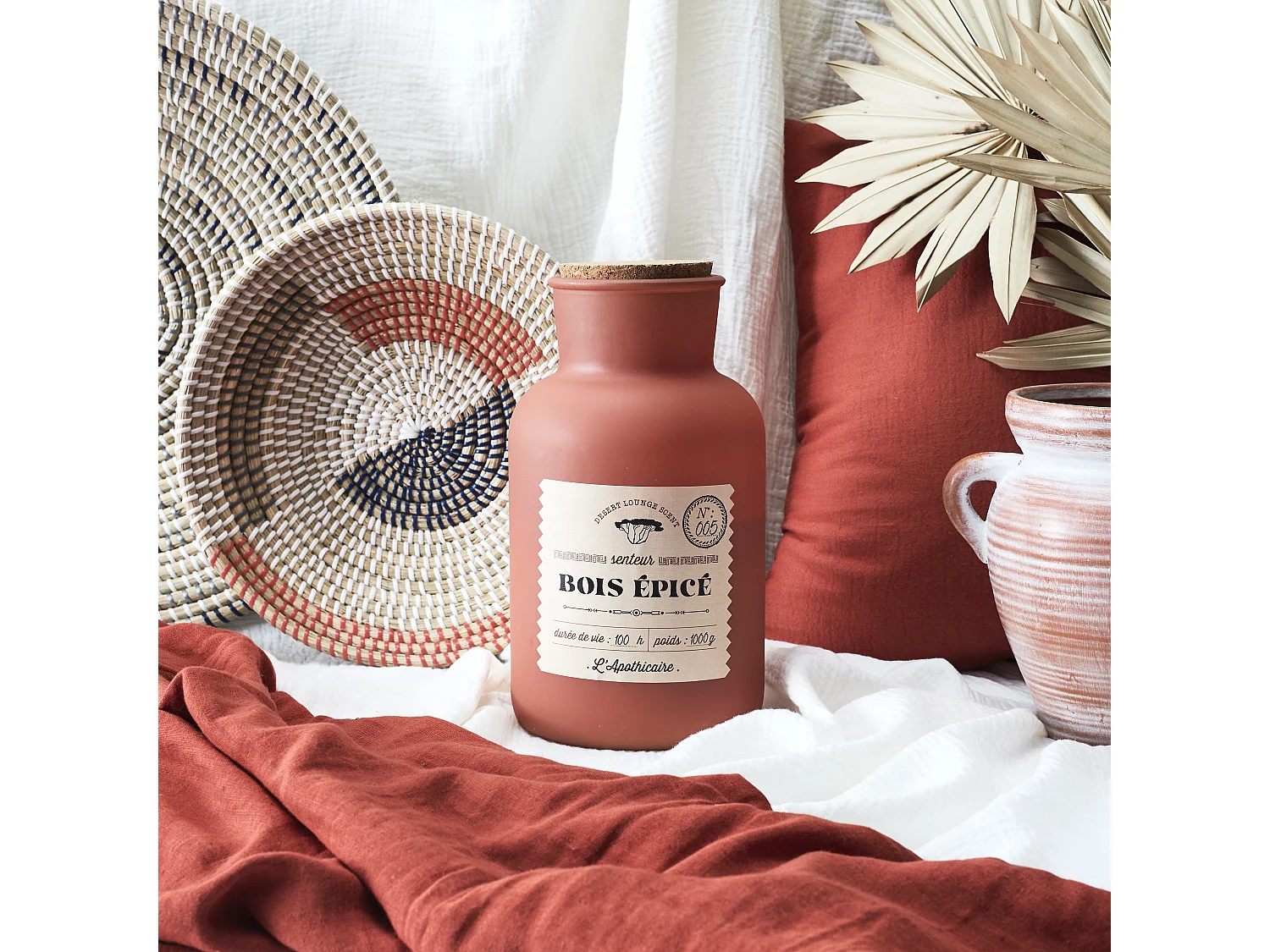 Bougie Parfumee Desert H27cm Beige, Orange