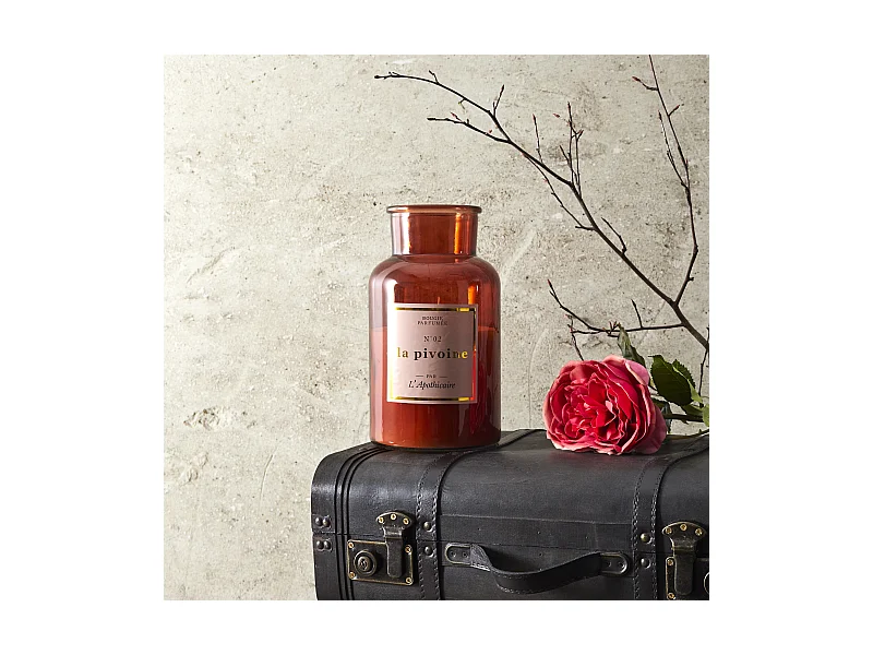 Bougie Parfumee Pivoine H25.5cm Rose