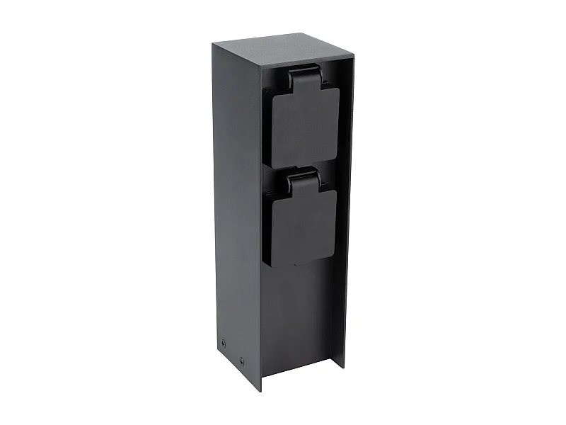 Borne de jardin à fixer 2x16A IP44 - Aluminium Noir - Zenitech