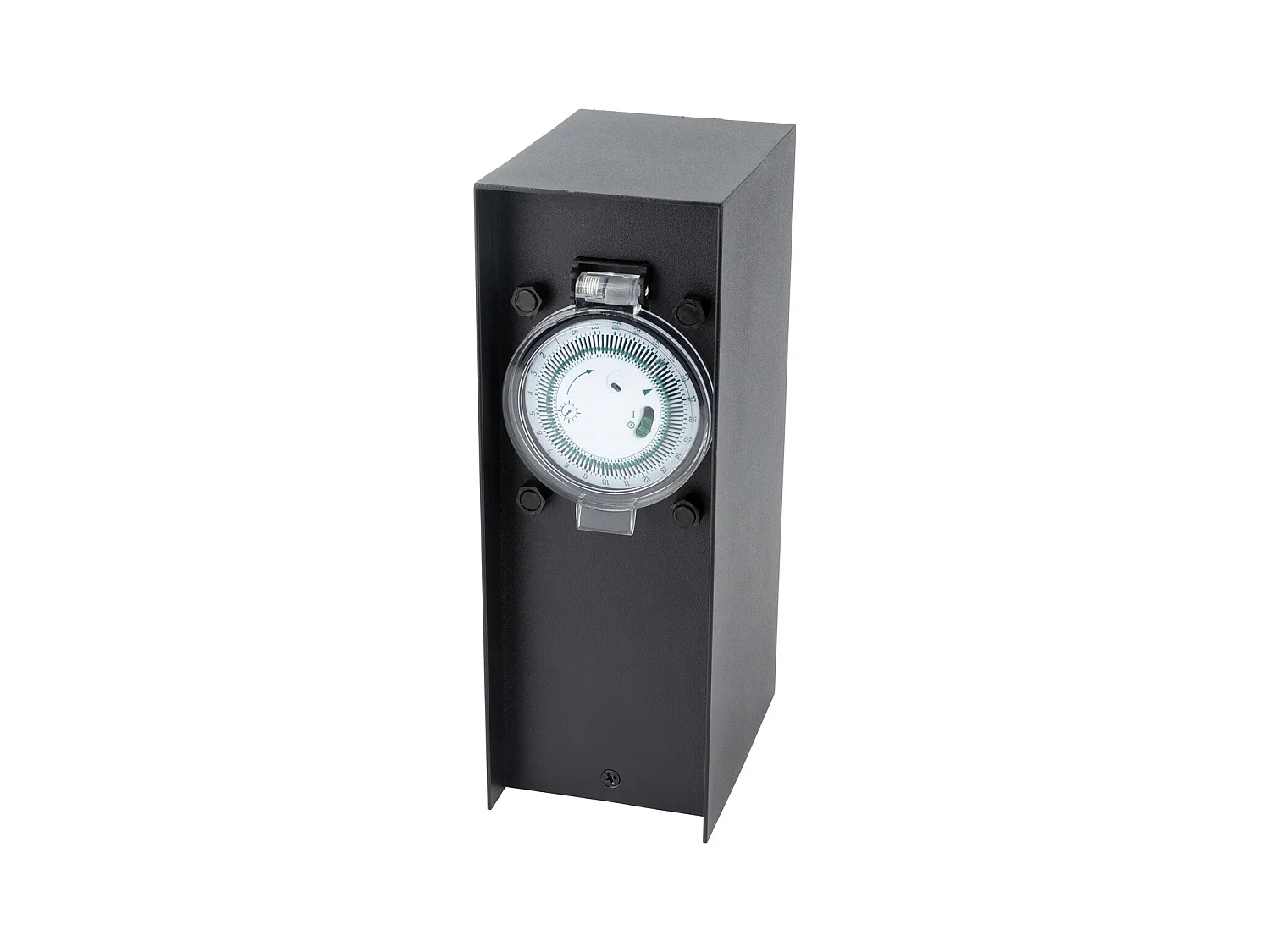Borne de jardin à fixer 2x16A + programmateur IP44 - Alu Noir - Zenitech