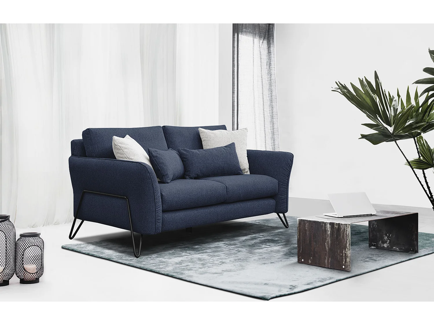 LOREM Sofa 2-Sitzer, marineblau