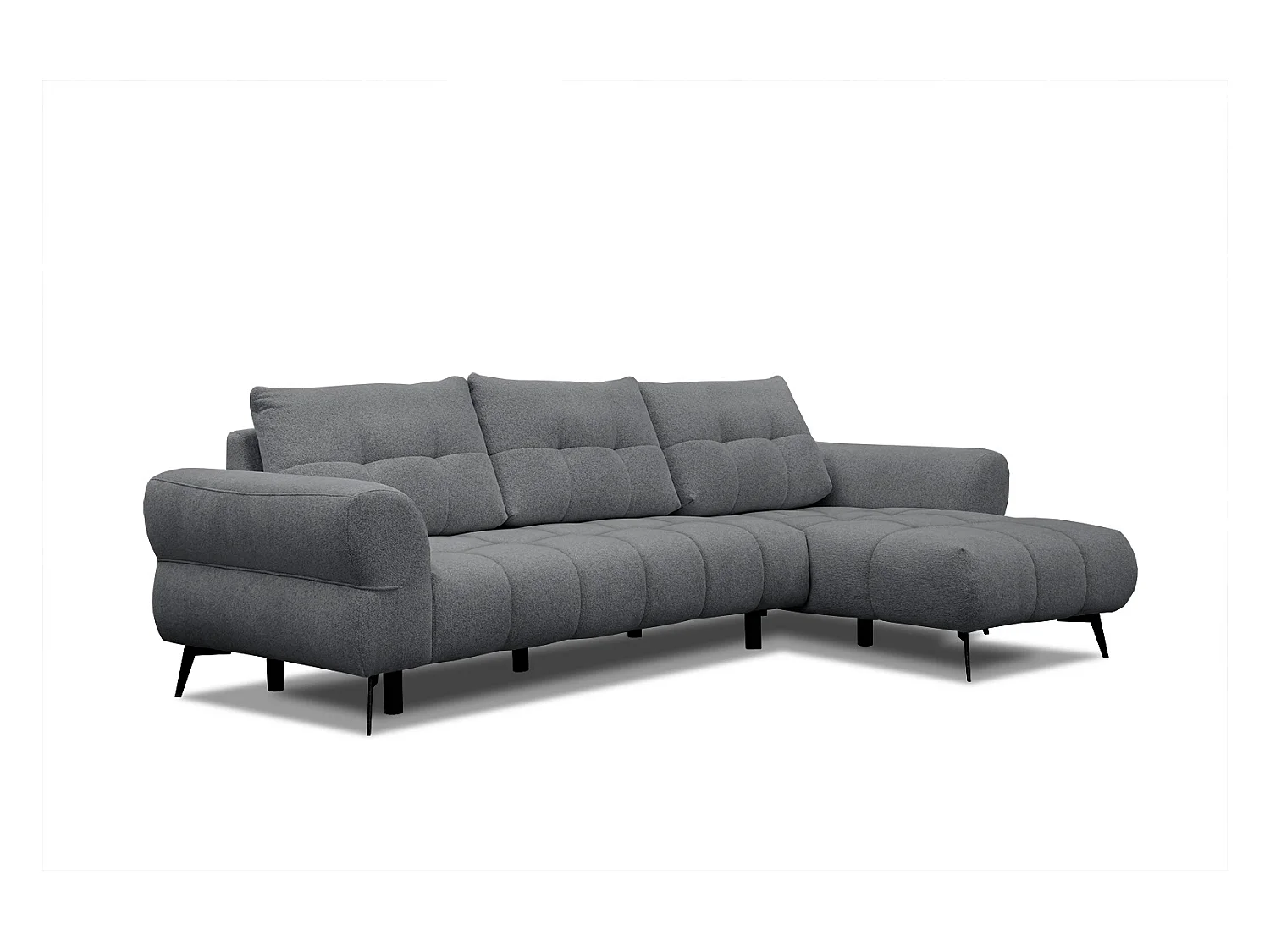 Canapé d'angle droit Salvini 4 places tissu gris foncé