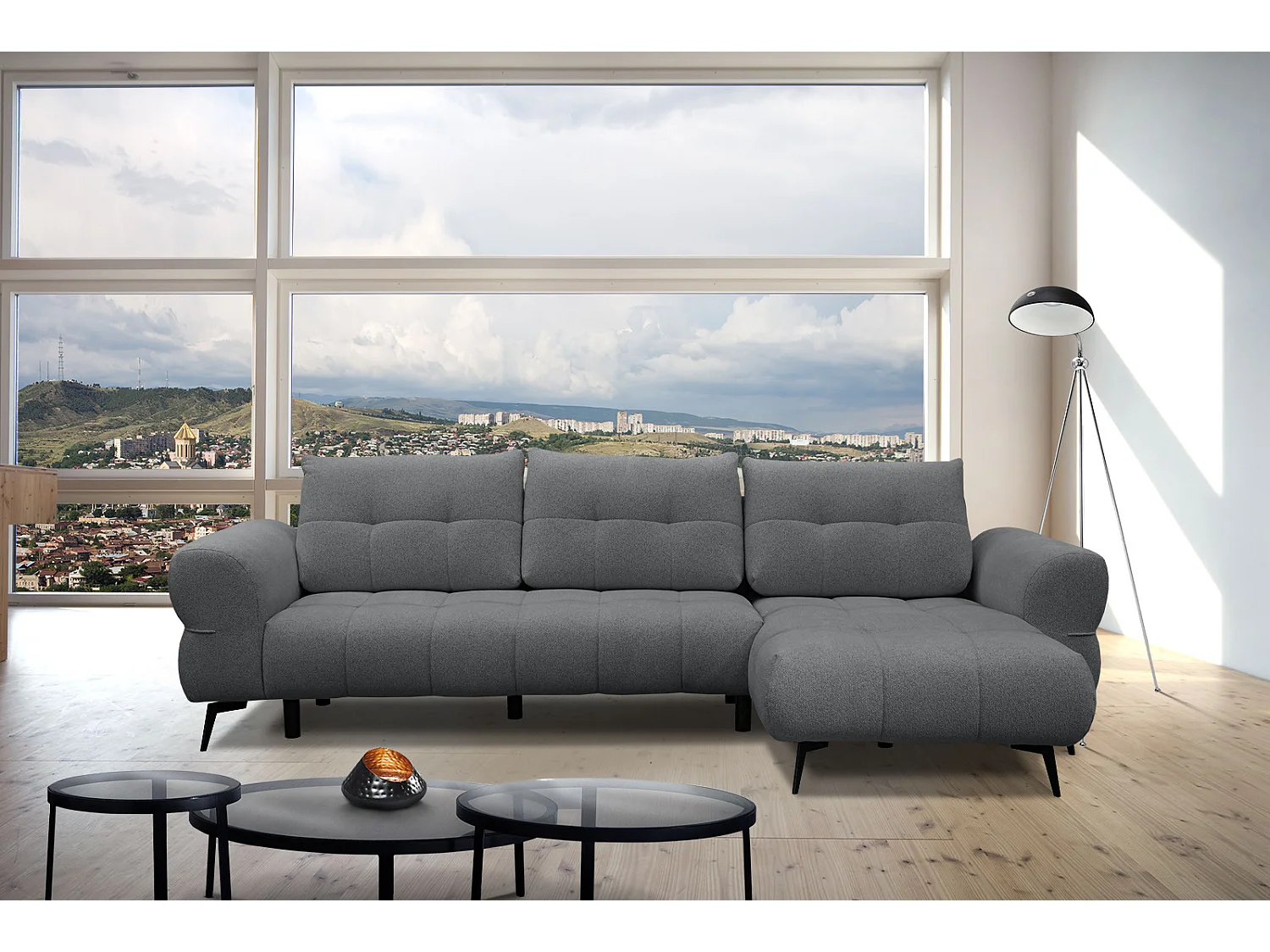 SALVINI Ecksofa 4-Sitzer rechts, graphit