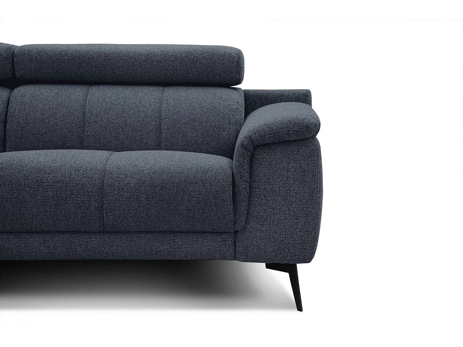 FIERO Ecksofa 5-Sitzer links mit verstellbare Kopfstützen, marineblau