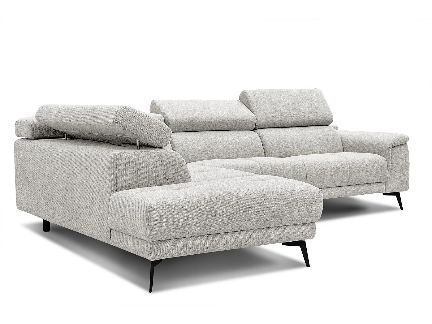 FIERO Ecksofa 5-Sitzer links mit verstellbare Kopfstützen, creme