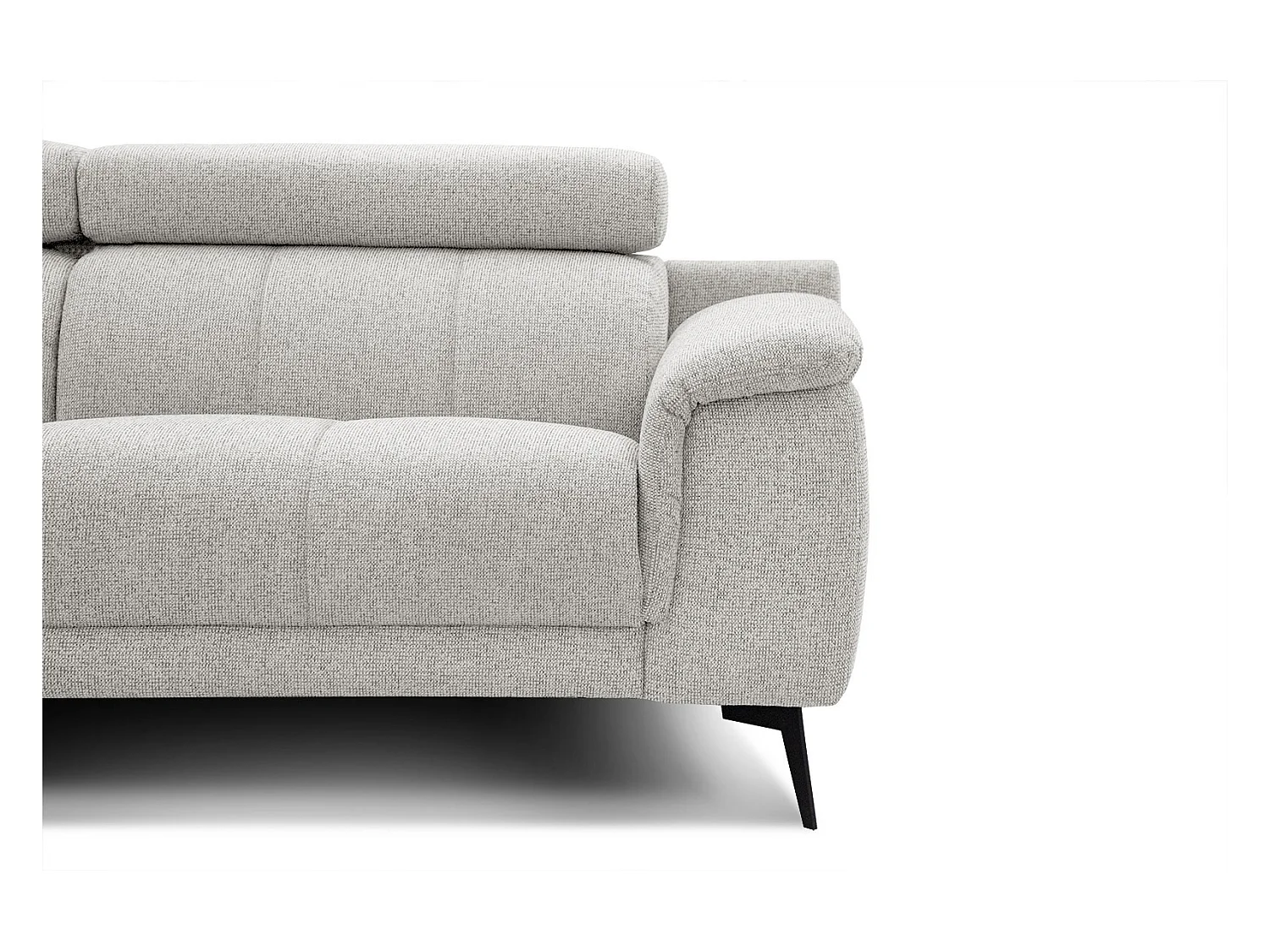 FIERO Ecksofa 5-Sitzer links mit verstellbare Kopfstützen, creme