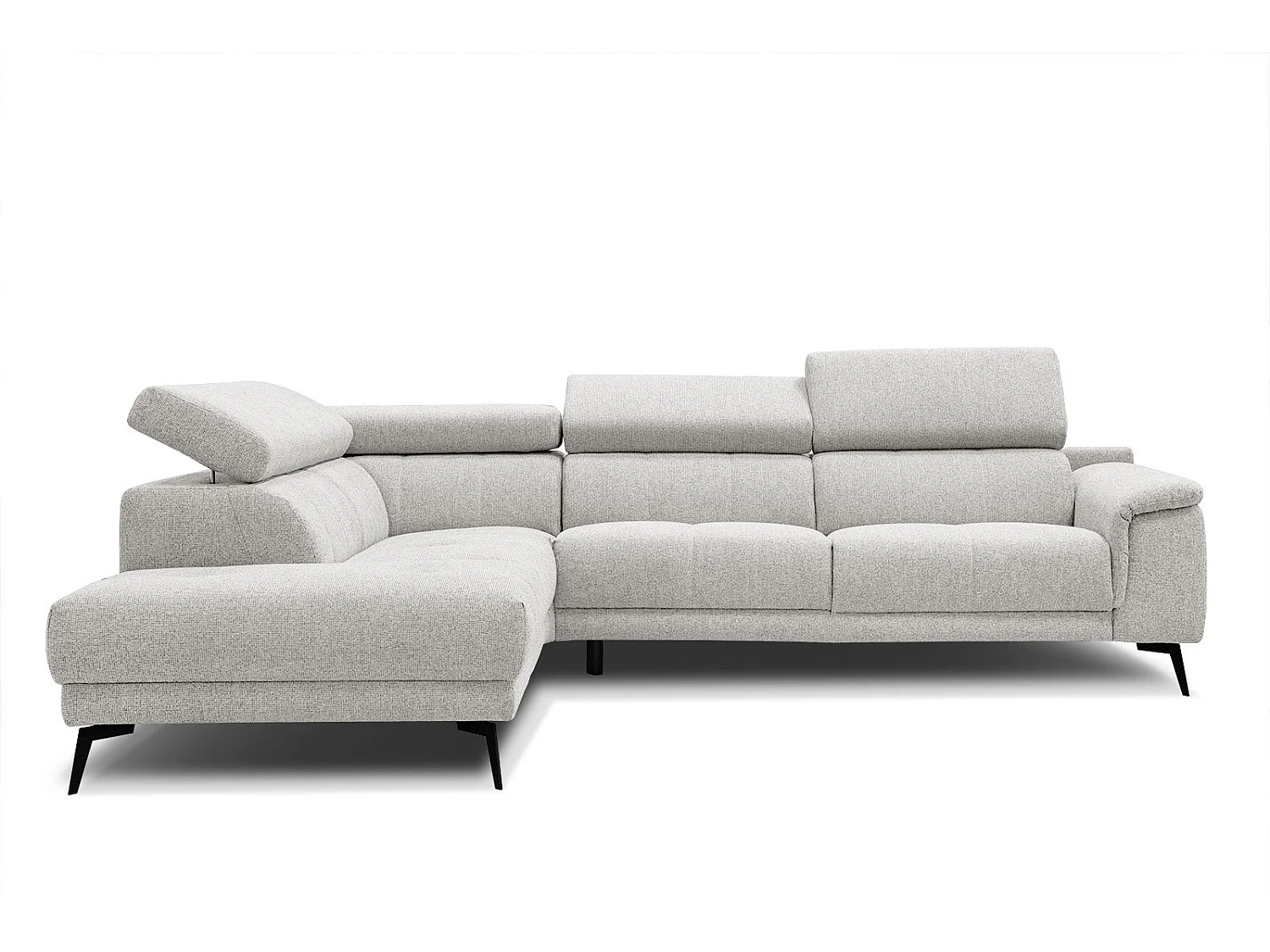 FIERO Ecksofa 5-Sitzer links mit verstellbare Kopfstützen, creme