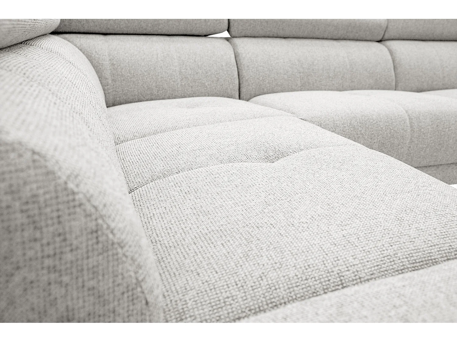 FIERO Ecksofa 5-Sitzer links mit verstellbare Kopfstützen, creme