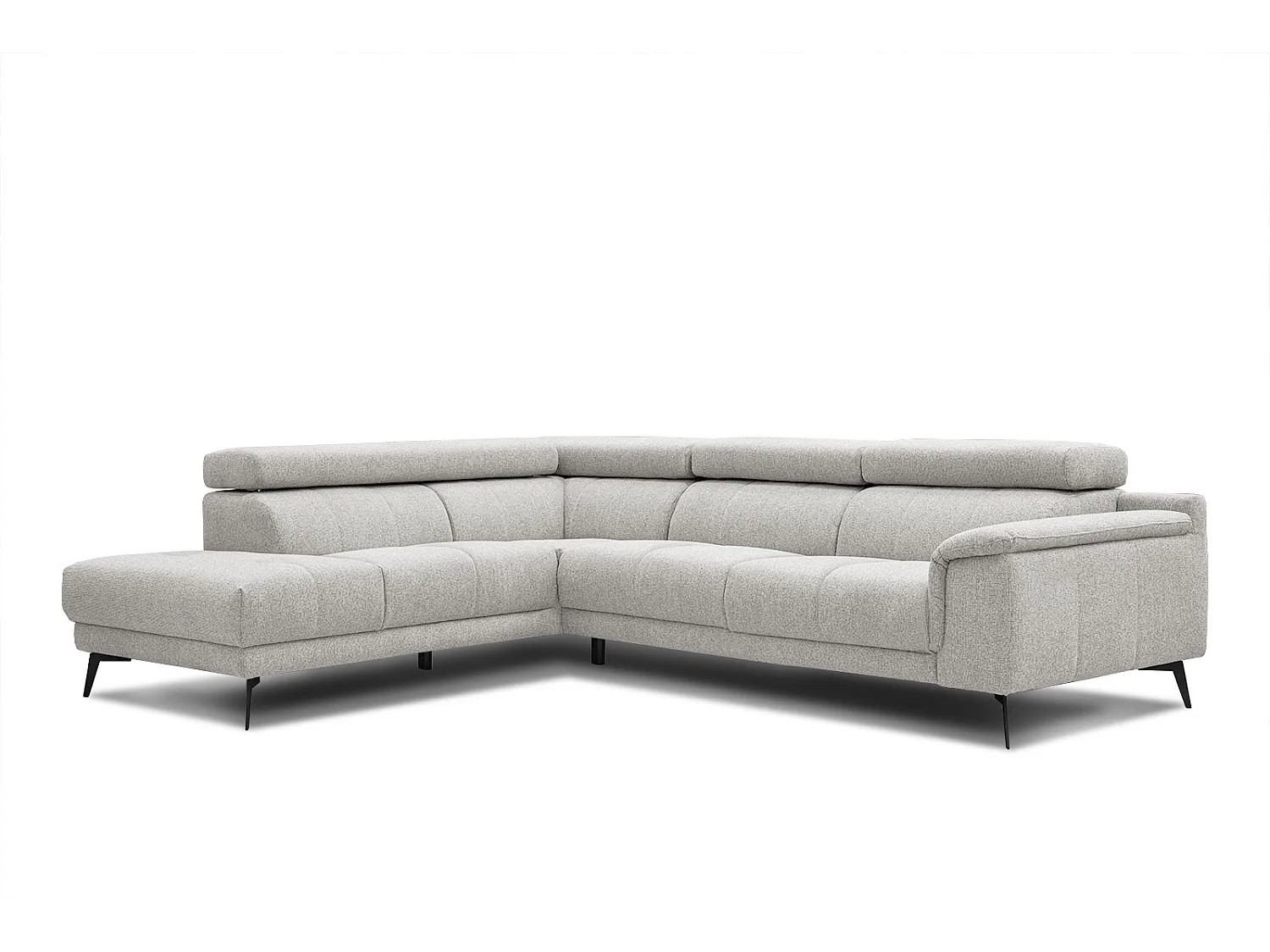 FIERO Ecksofa 5-Sitzer links mit verstellbare Kopfstützen, creme