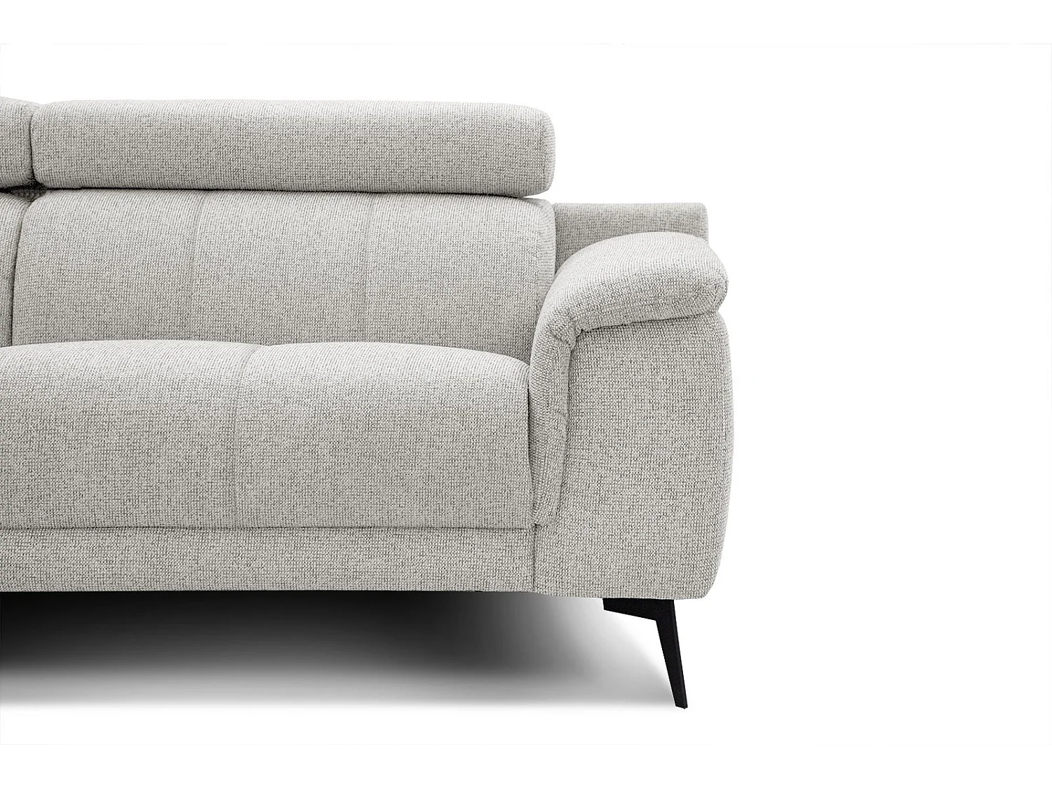 FIERO Ecksofa 5-Sitzer links mit verstellbare Kopfstützen, creme