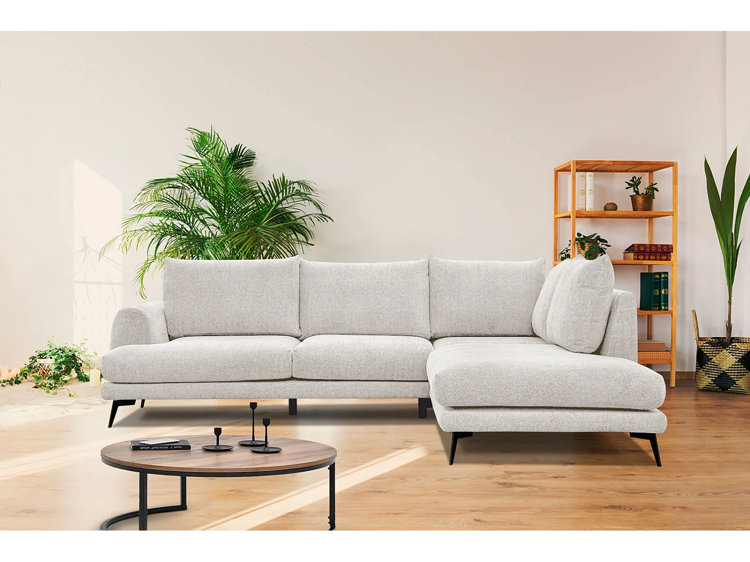 ADRIA Ecksofa 5-Sitzer rechts, perlweiß