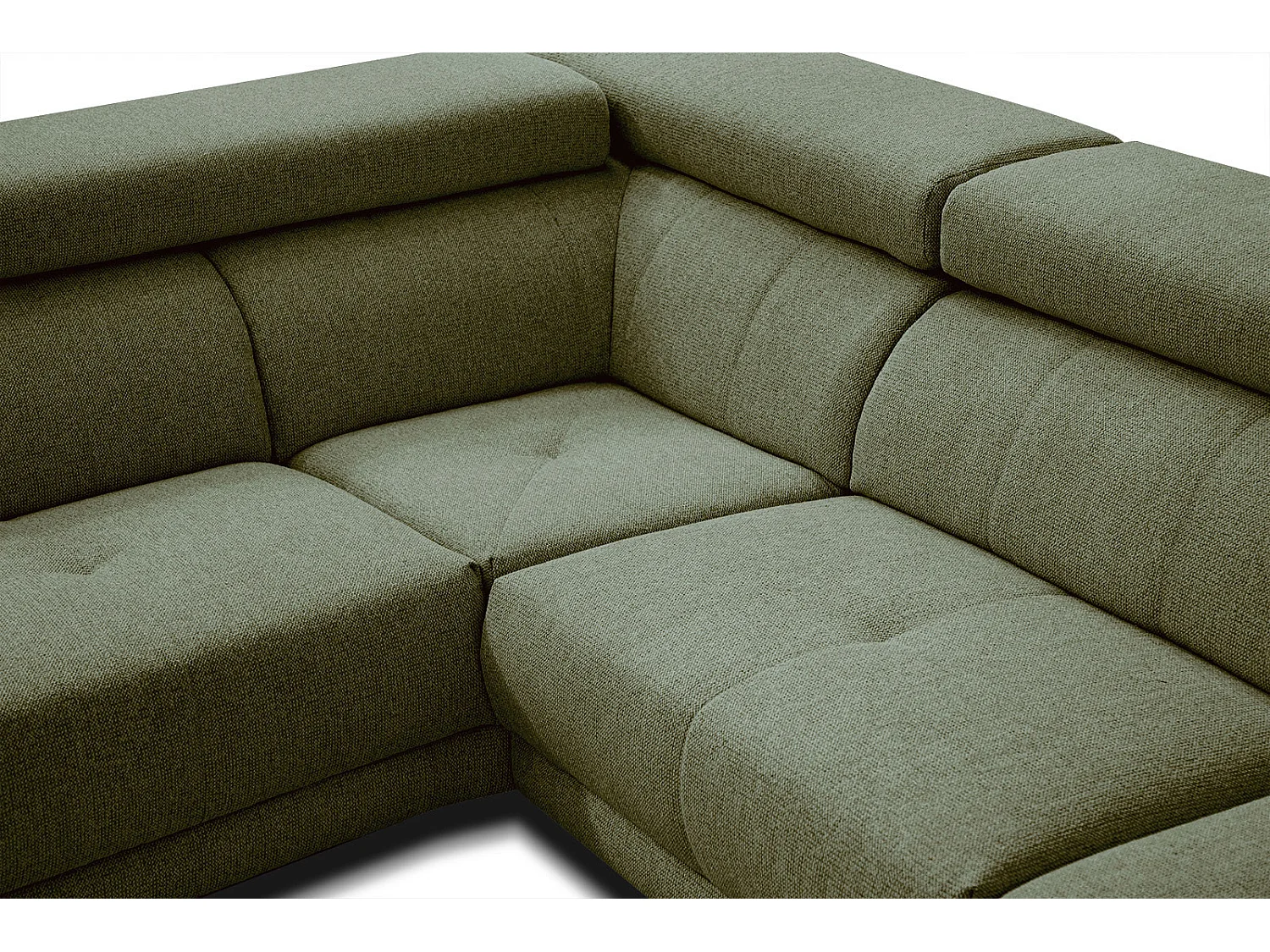 MORELLO Ecksofa 5-Sitzer links mit verstellbare Kopfstützen, olive