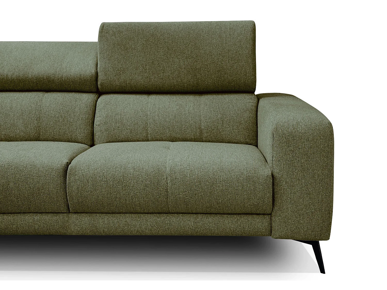 MORELLO Ecksofa 5-Sitzer links mit verstellbare Kopfstützen, olive