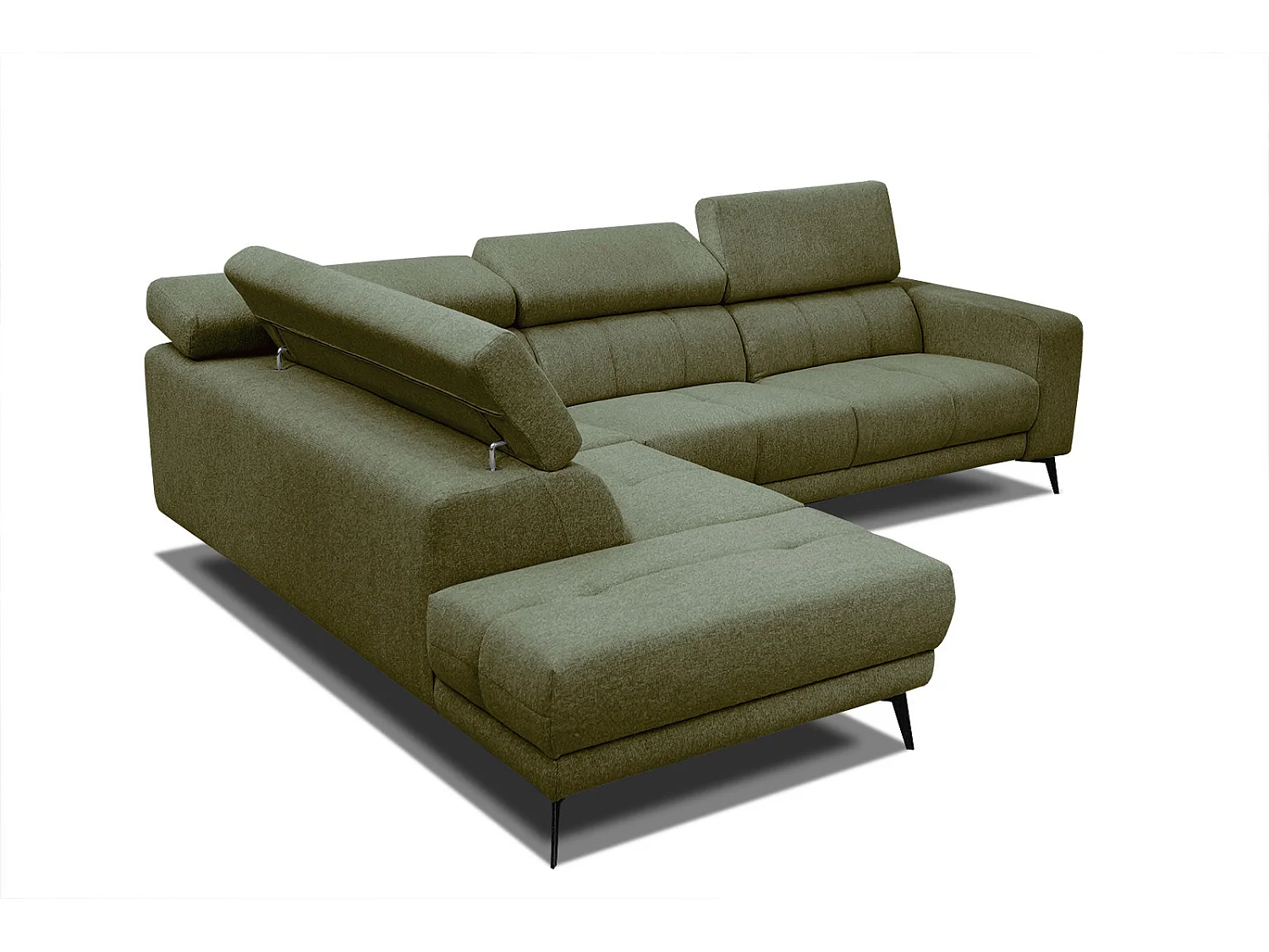 MORELLO Ecksofa 5-Sitzer links mit verstellbare Kopfstützen, olive