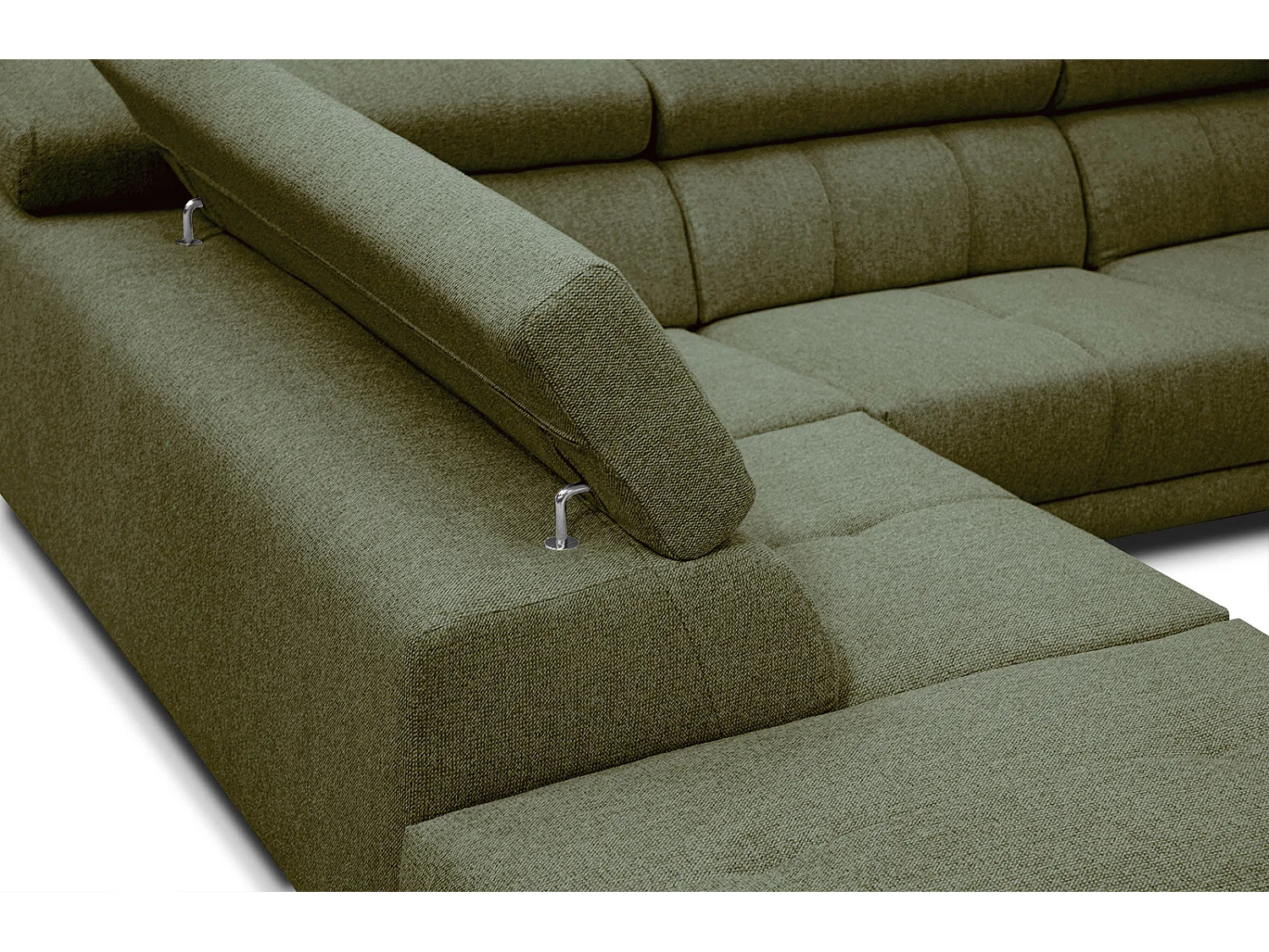 MORELLO Ecksofa 5-Sitzer links mit verstellbare Kopfstützen, olive