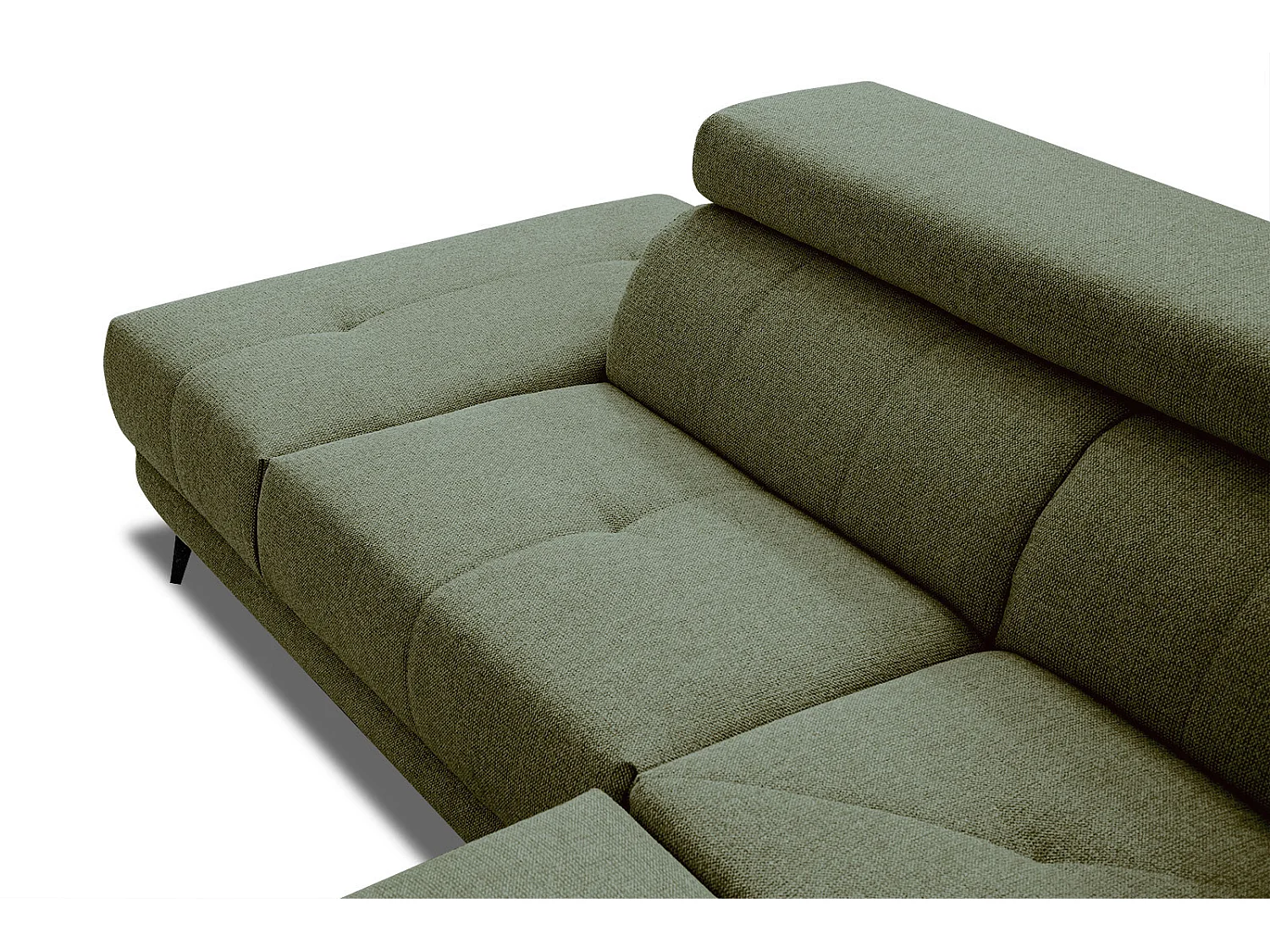 MORELLO Ecksofa 5-Sitzer links mit verstellbare Kopfstützen, olive