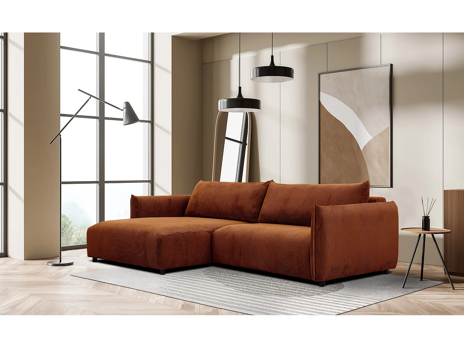 TAUER Ecksofa 5-Sitzer, orange