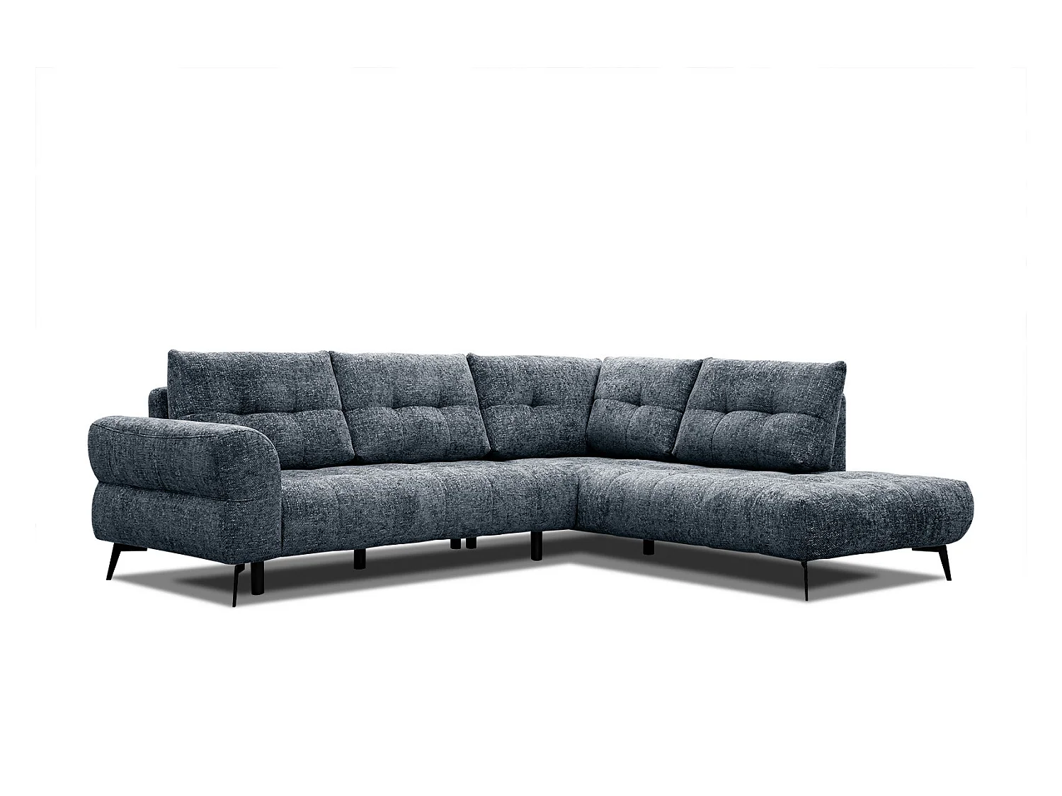 Canapé d'angle droit 5 places tissu bleu marine