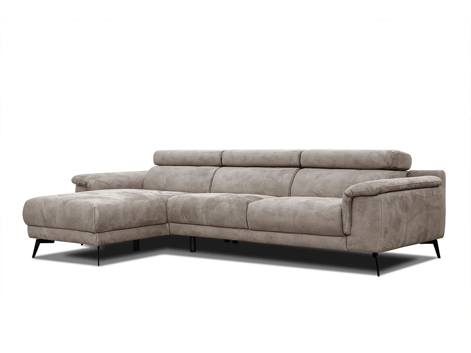 FIERO Ecksofa 4-Sitzer links mit verstellbare Kopfstützen, beige