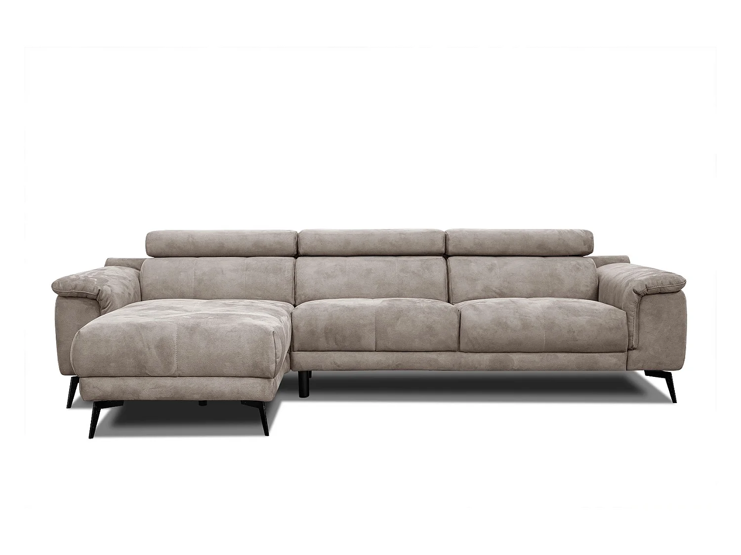 FIERO Ecksofa 4-Sitzer links mit verstellbare Kopfstützen, beige