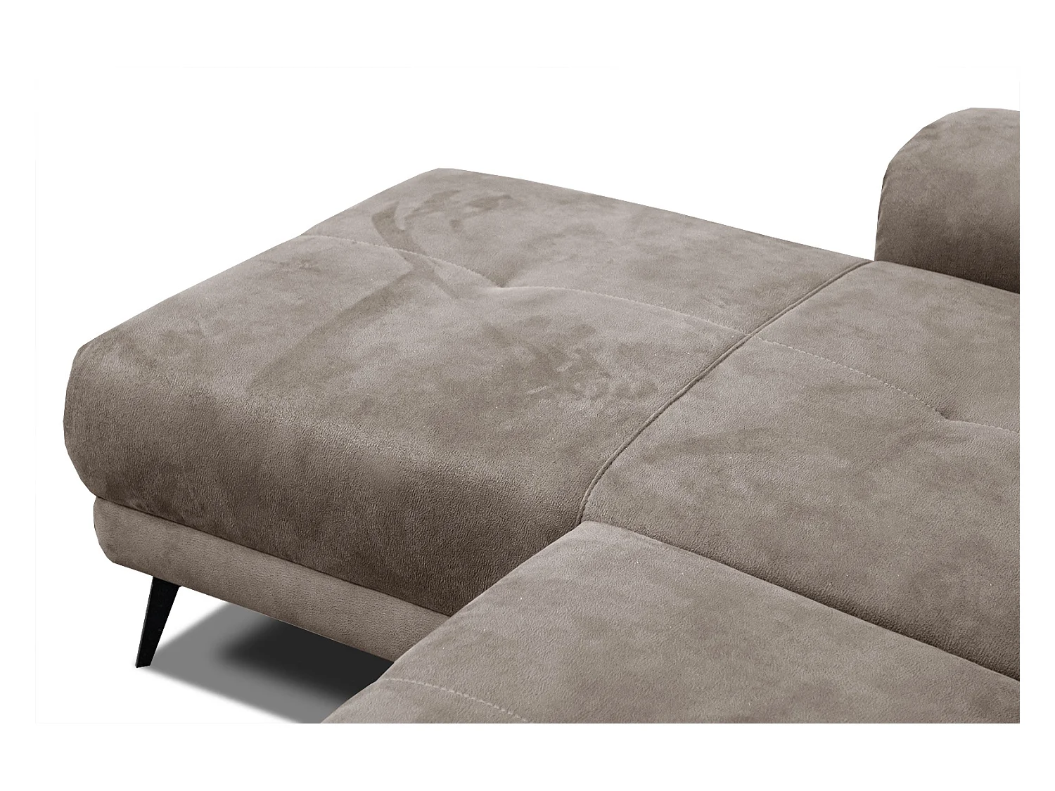 FIERO Ecksofa 4-Sitzer links mit verstellbare Kopfstützen, beige