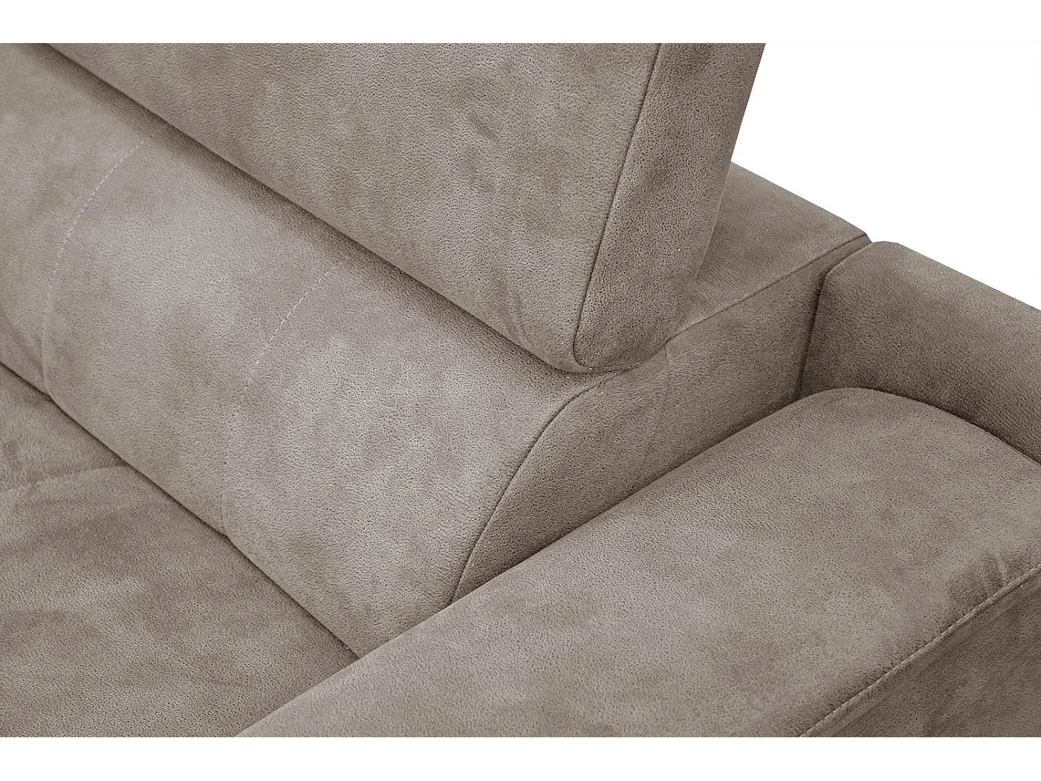 FIERO Ecksofa 4-Sitzer links mit verstellbare Kopfstützen, beige