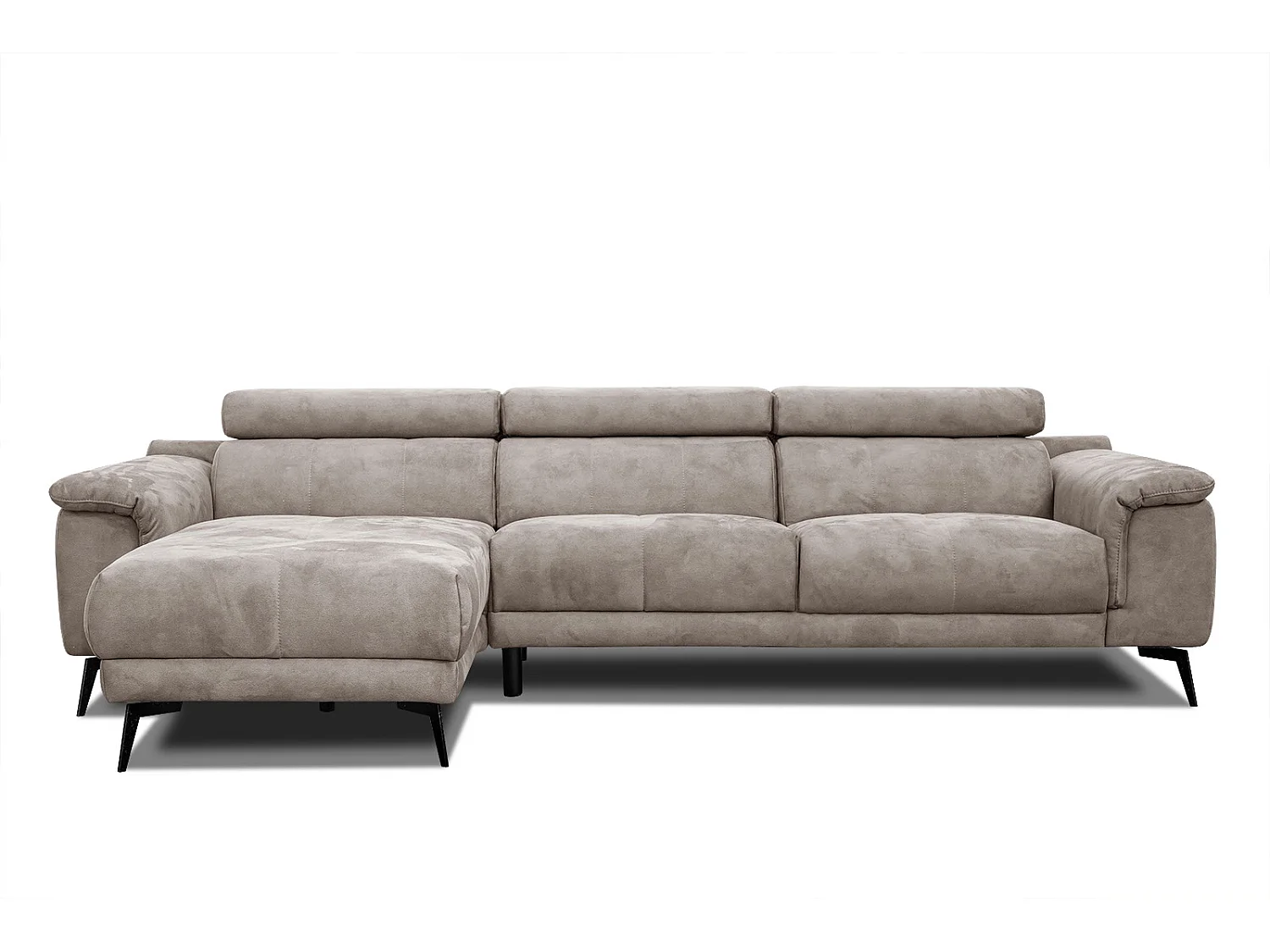 FIERO Ecksofa 4-Sitzer links mit verstellbare Kopfstützen, beige