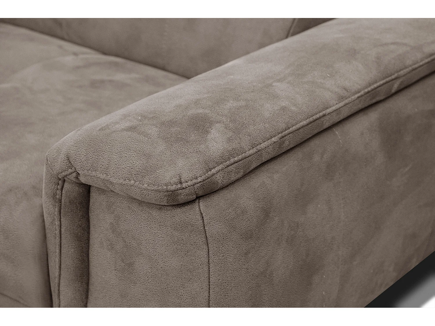 FIERO Ecksofa 4-Sitzer links mit verstellbare Kopfstützen, beige