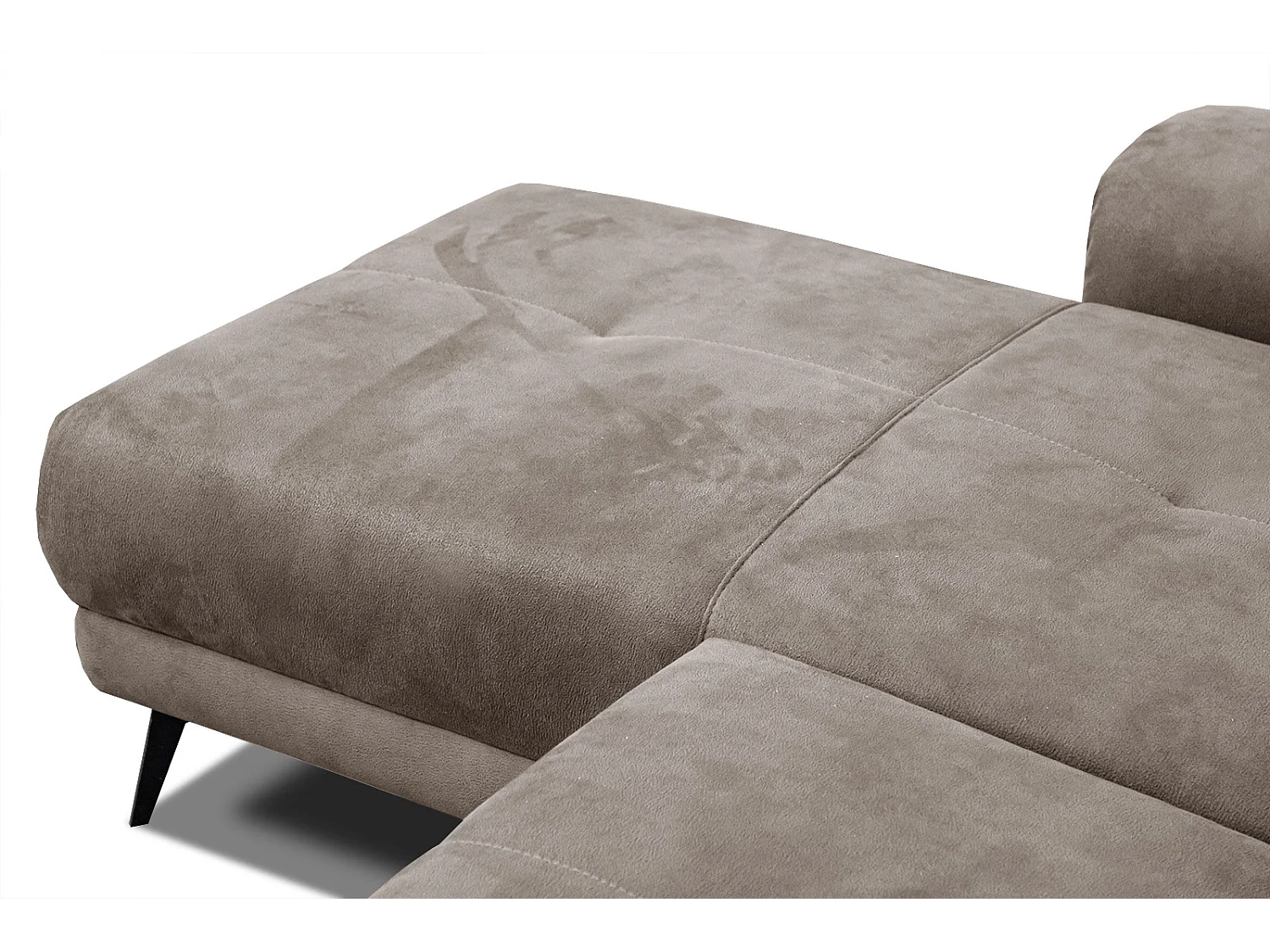 FIERO Ecksofa 4-Sitzer links mit verstellbare Kopfstützen, beige